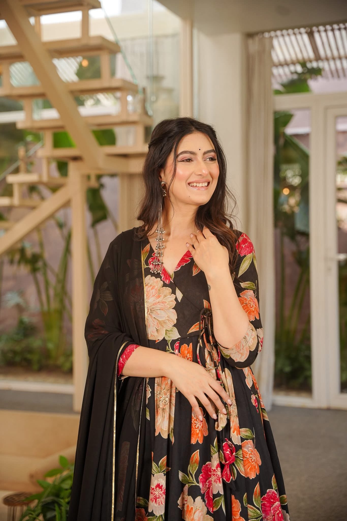 Kshanika Black Rayon Suit Set