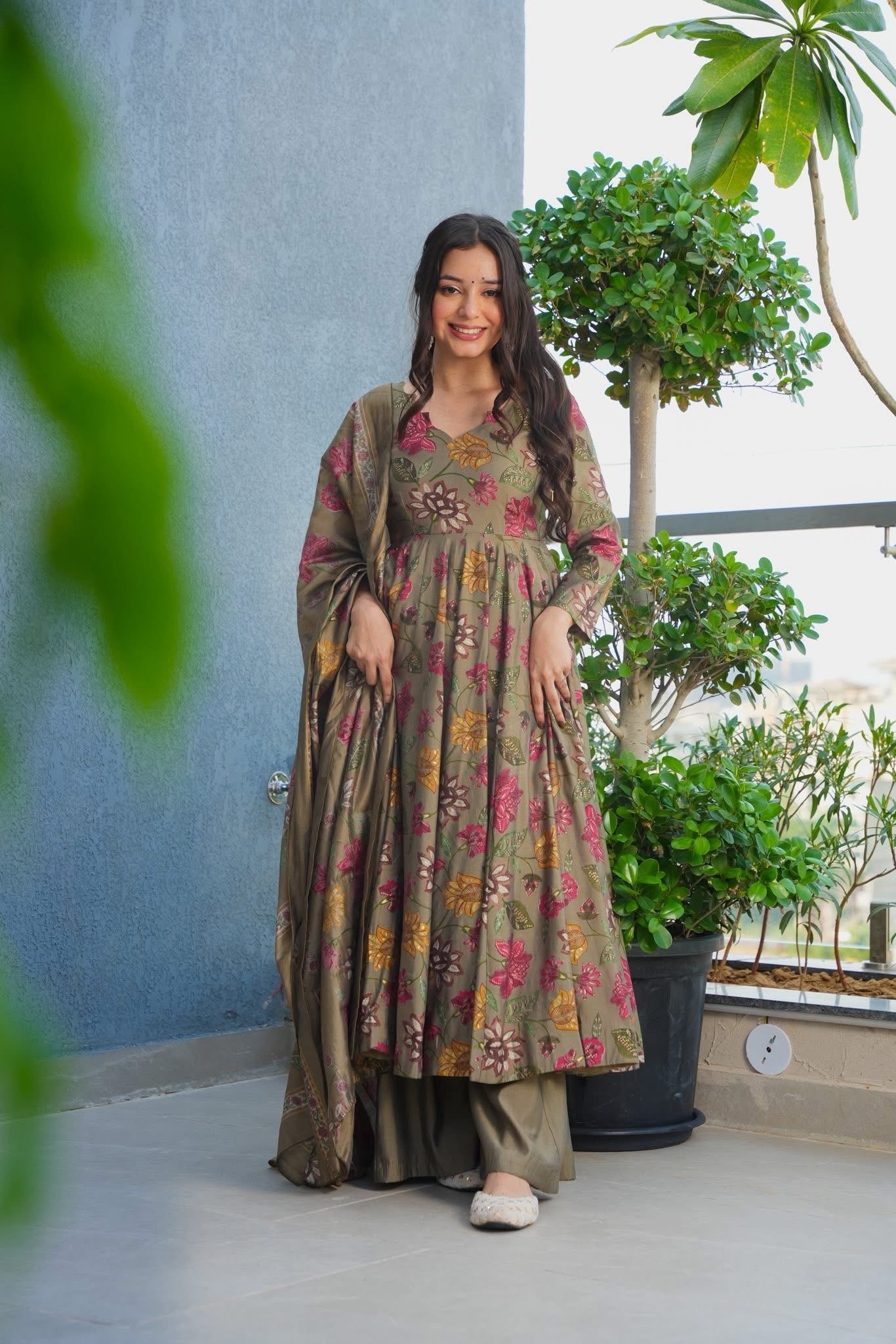 Gentle Gem Muslin Anarkali Suit Set