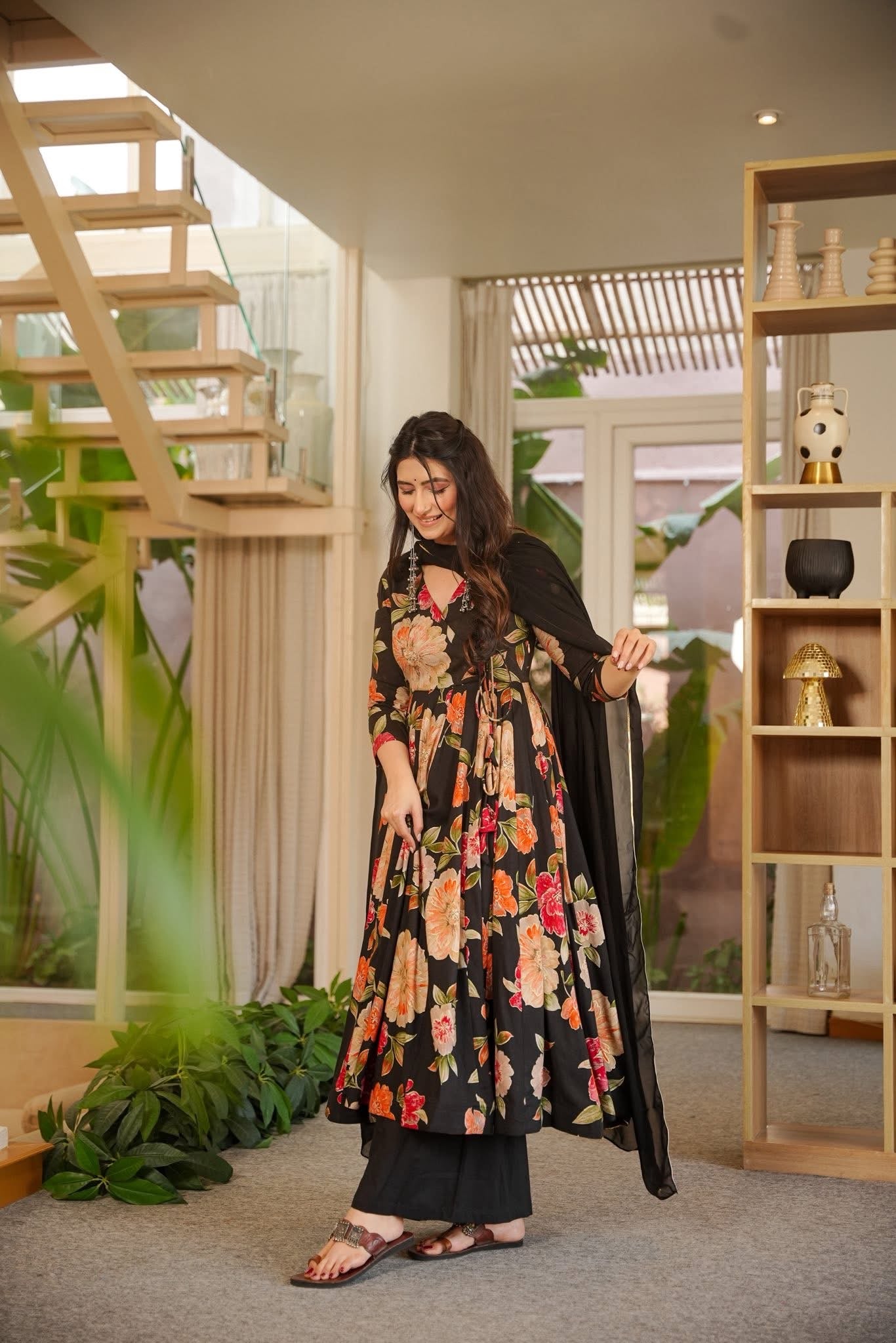 Kshanika Black Rayon Suit Set