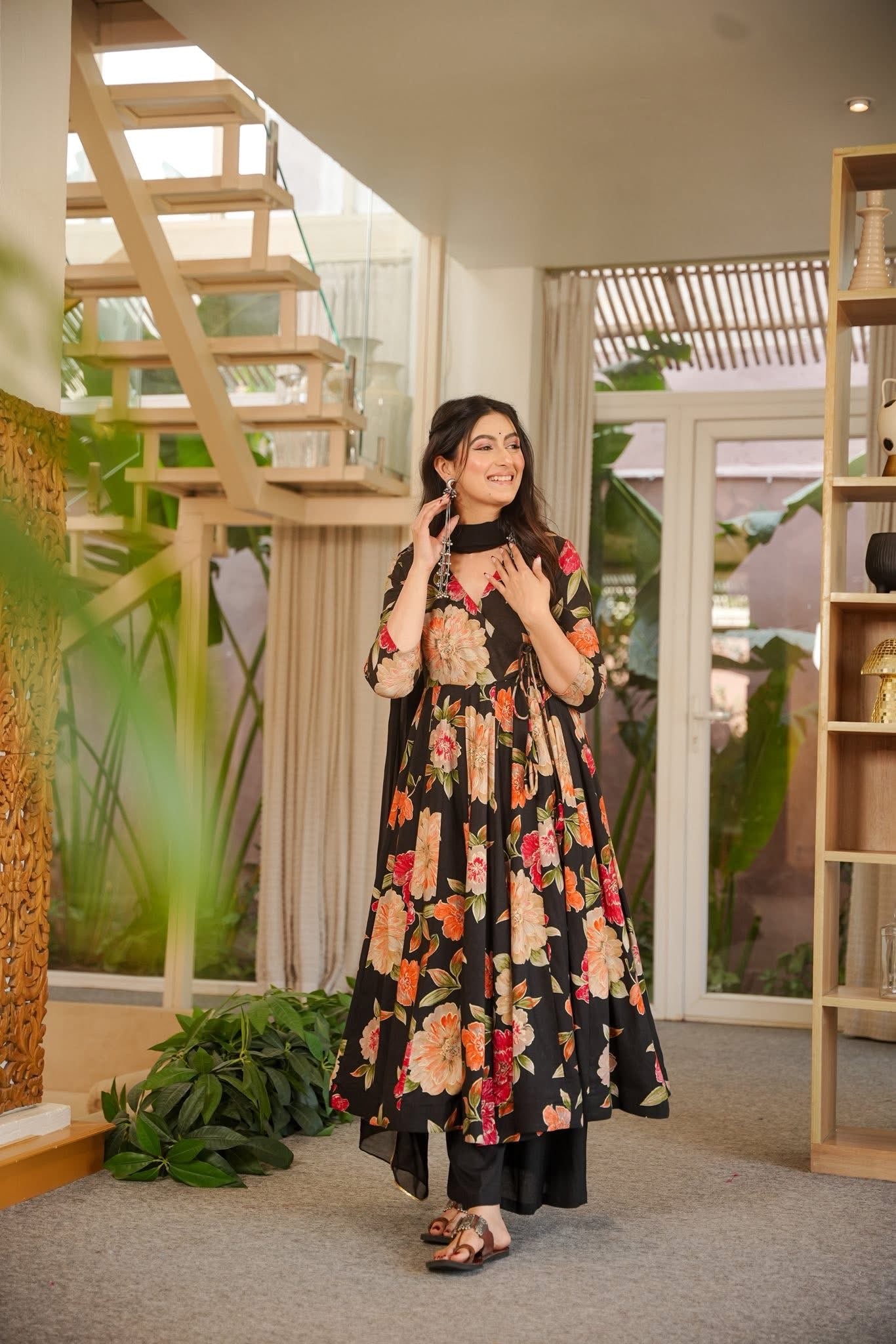 Kshanika Black Rayon Suit Set