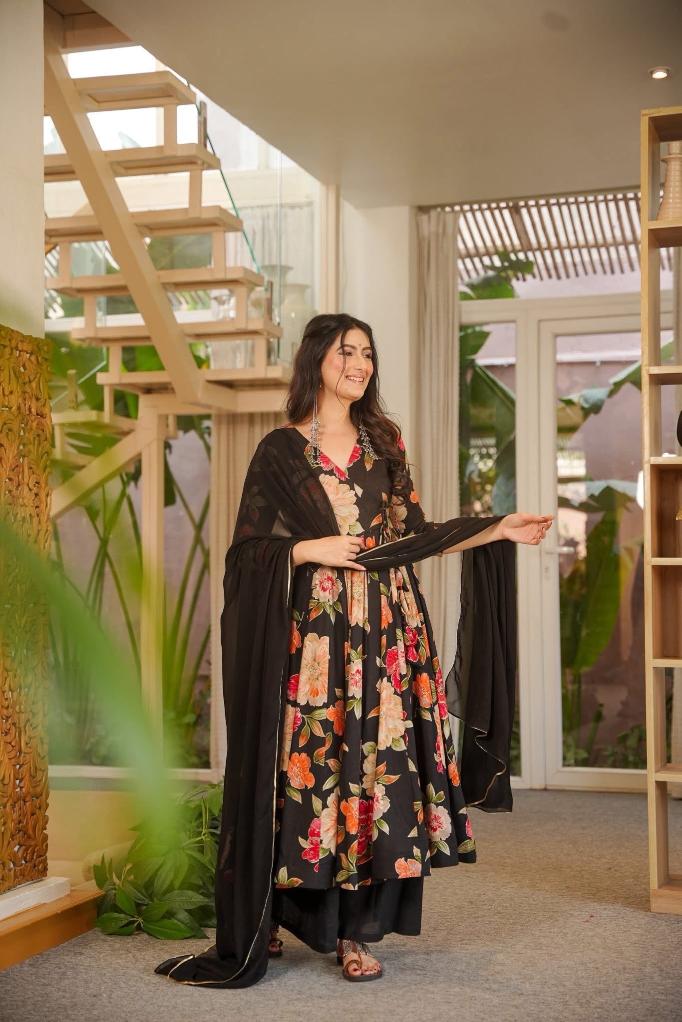 Kshanika Black Rayon Suit Set