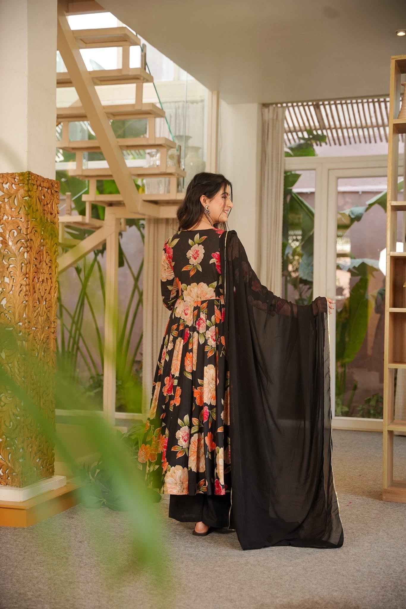 Kshanika Black Rayon Suit Set