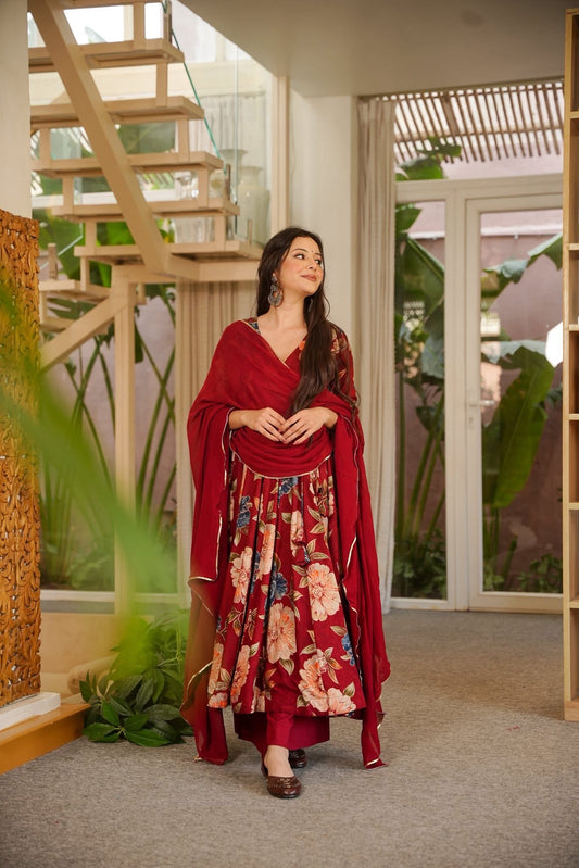 Hansika Floral Rayon Suit Set