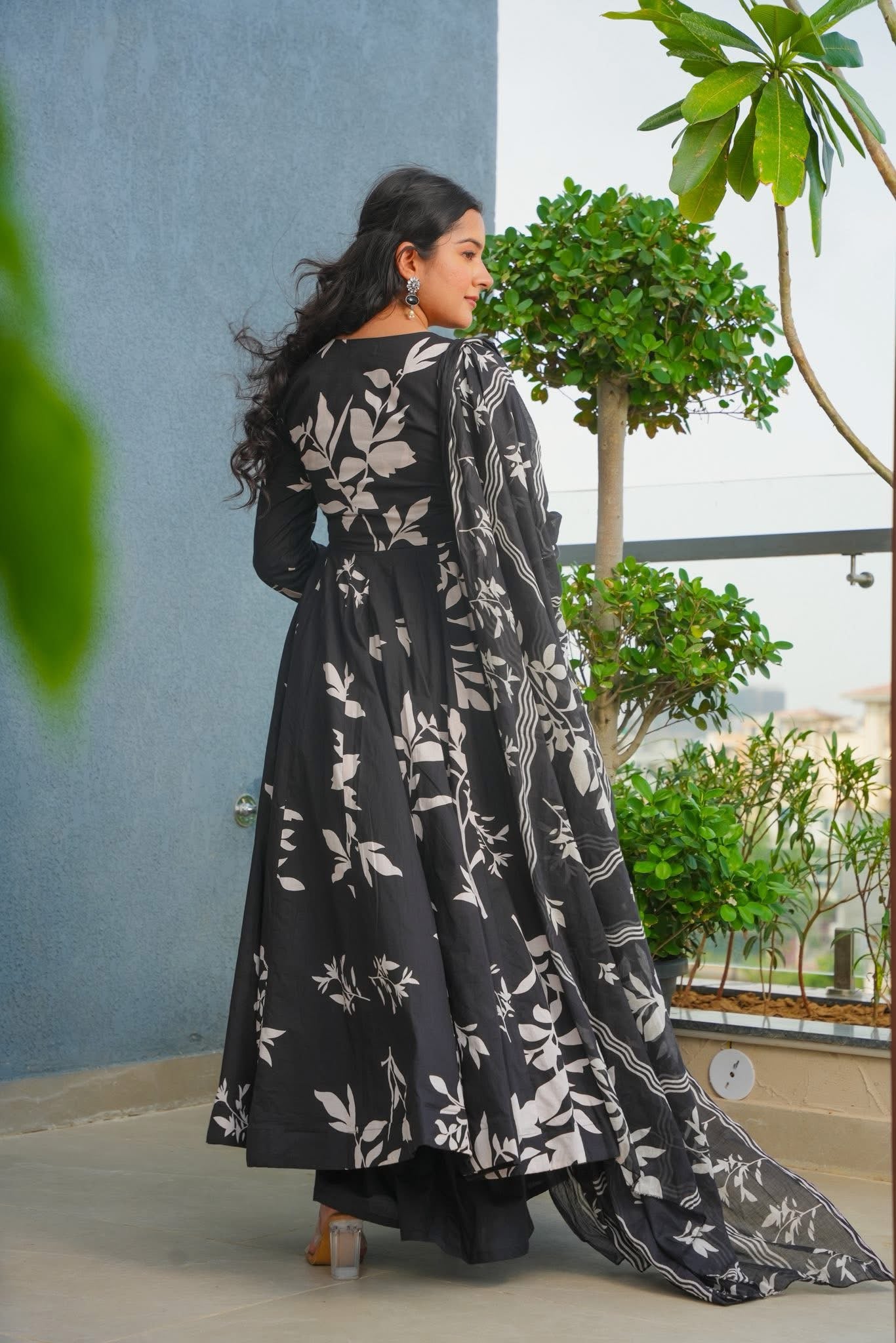 Dark Haven Cotton Anarkali Suit Set