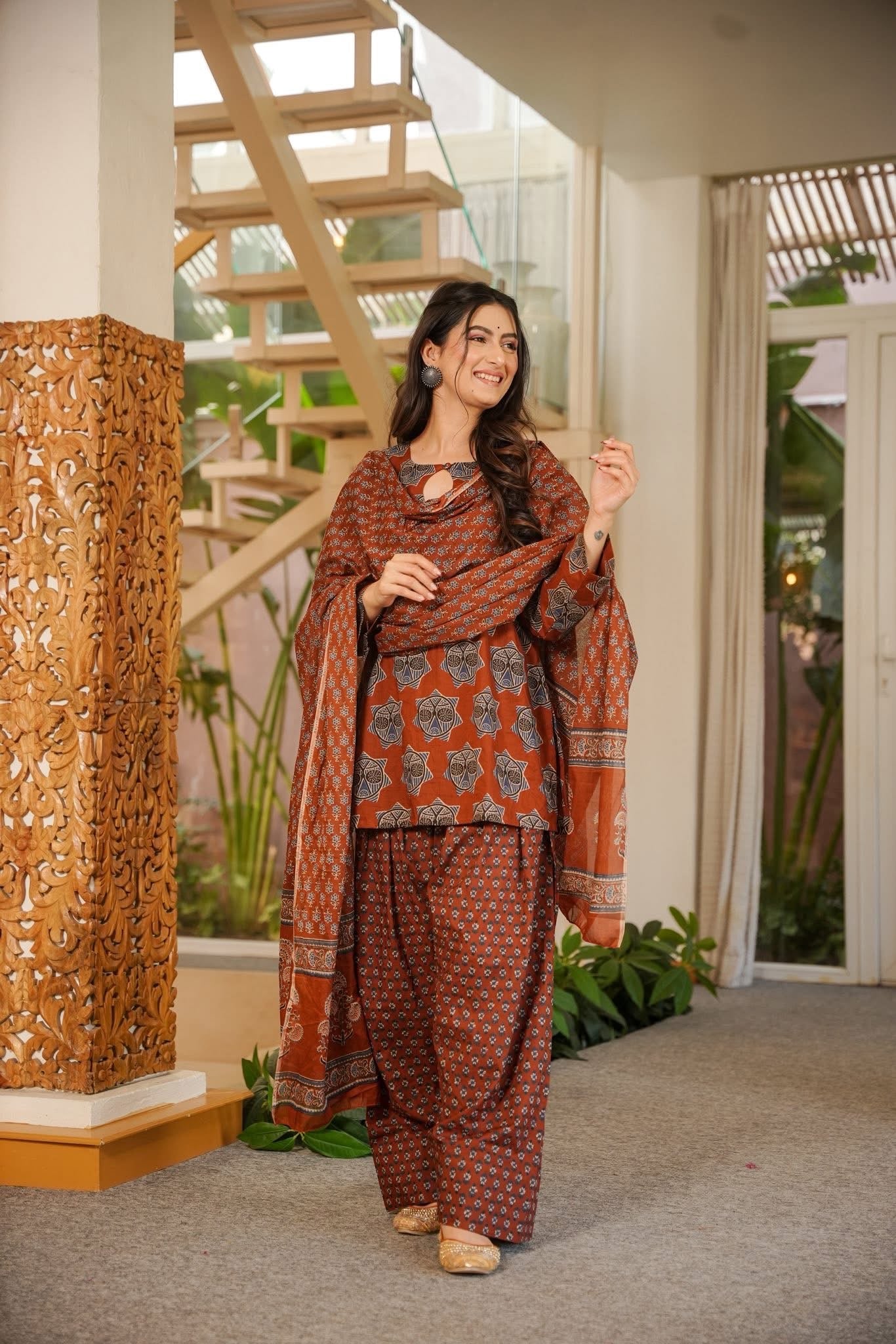 Vaidhriti Cotton Printed Farsi Salwar Set