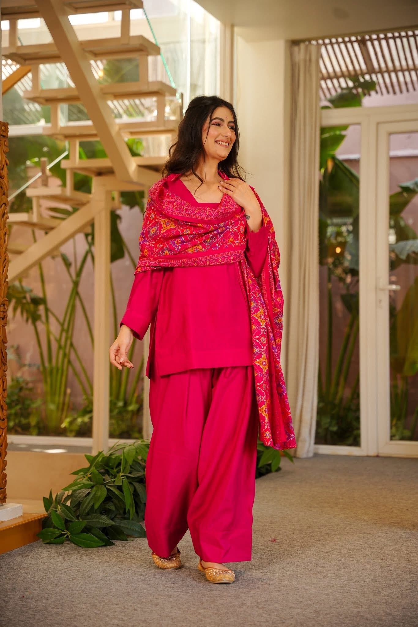 Sahana Pink Muslin Farshi Salwar Set