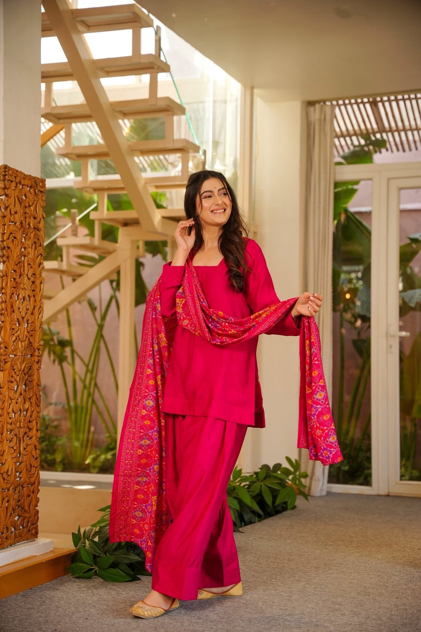 Sahana Pink Muslin Farshi Salwar Set