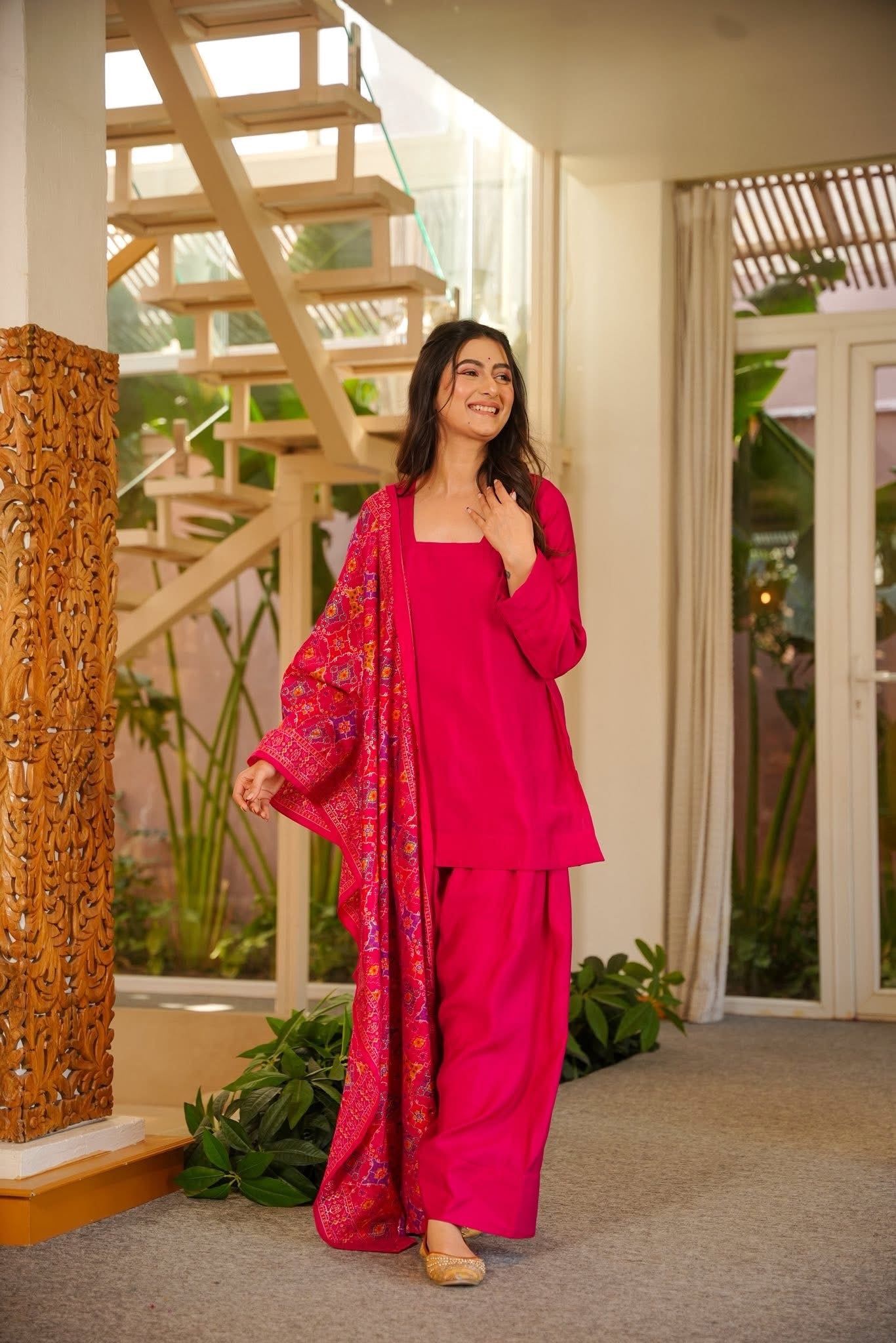 Sahana Pink Muslin Farshi Salwar Set