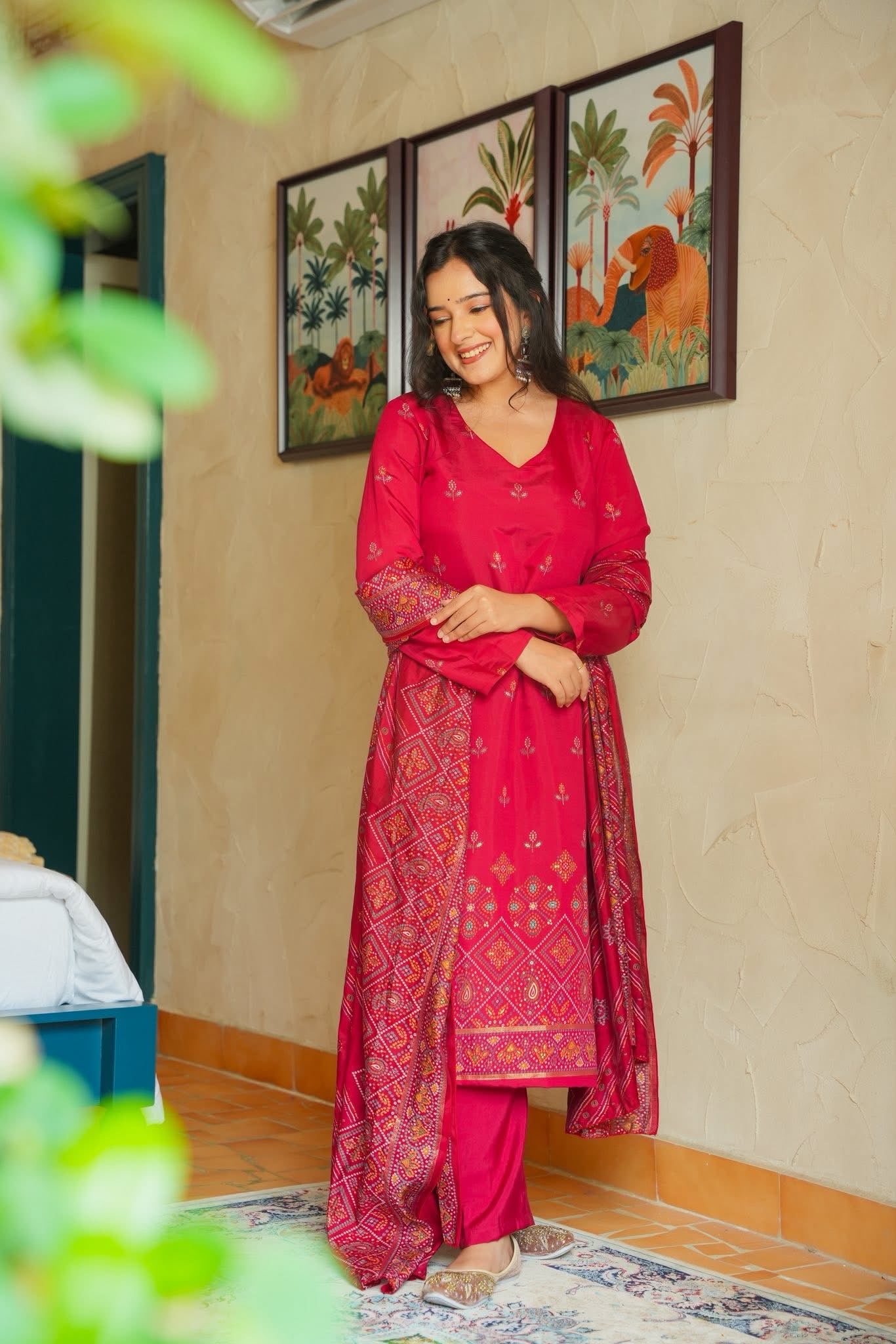 Shagun Red Kurta Set with Dupatta
