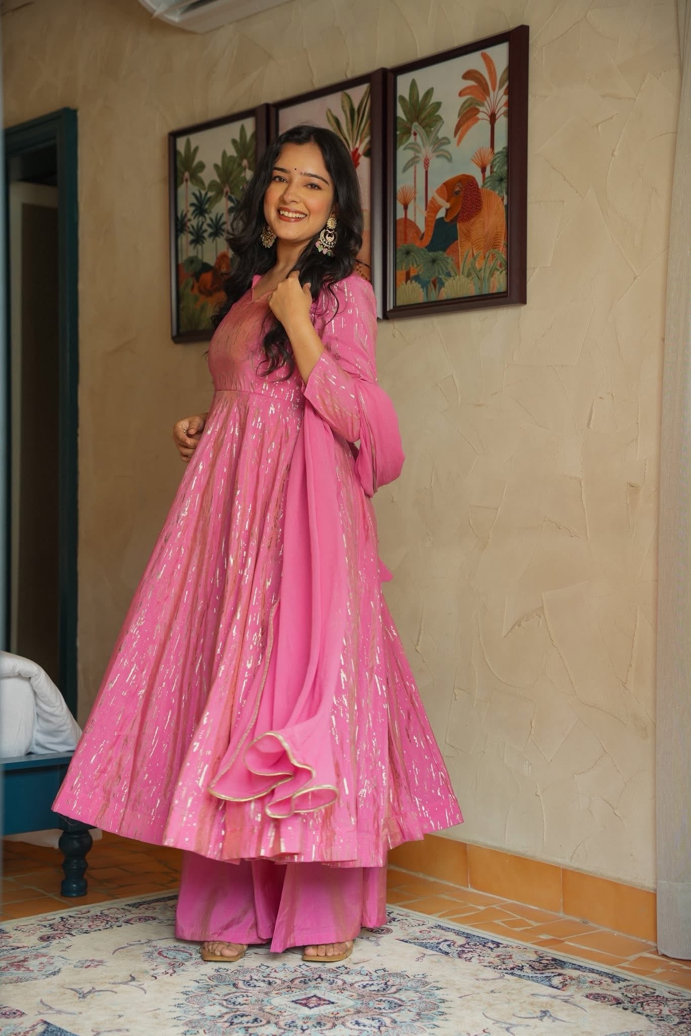 Fawna Pink Anarkali Suit Set with Dupatta
