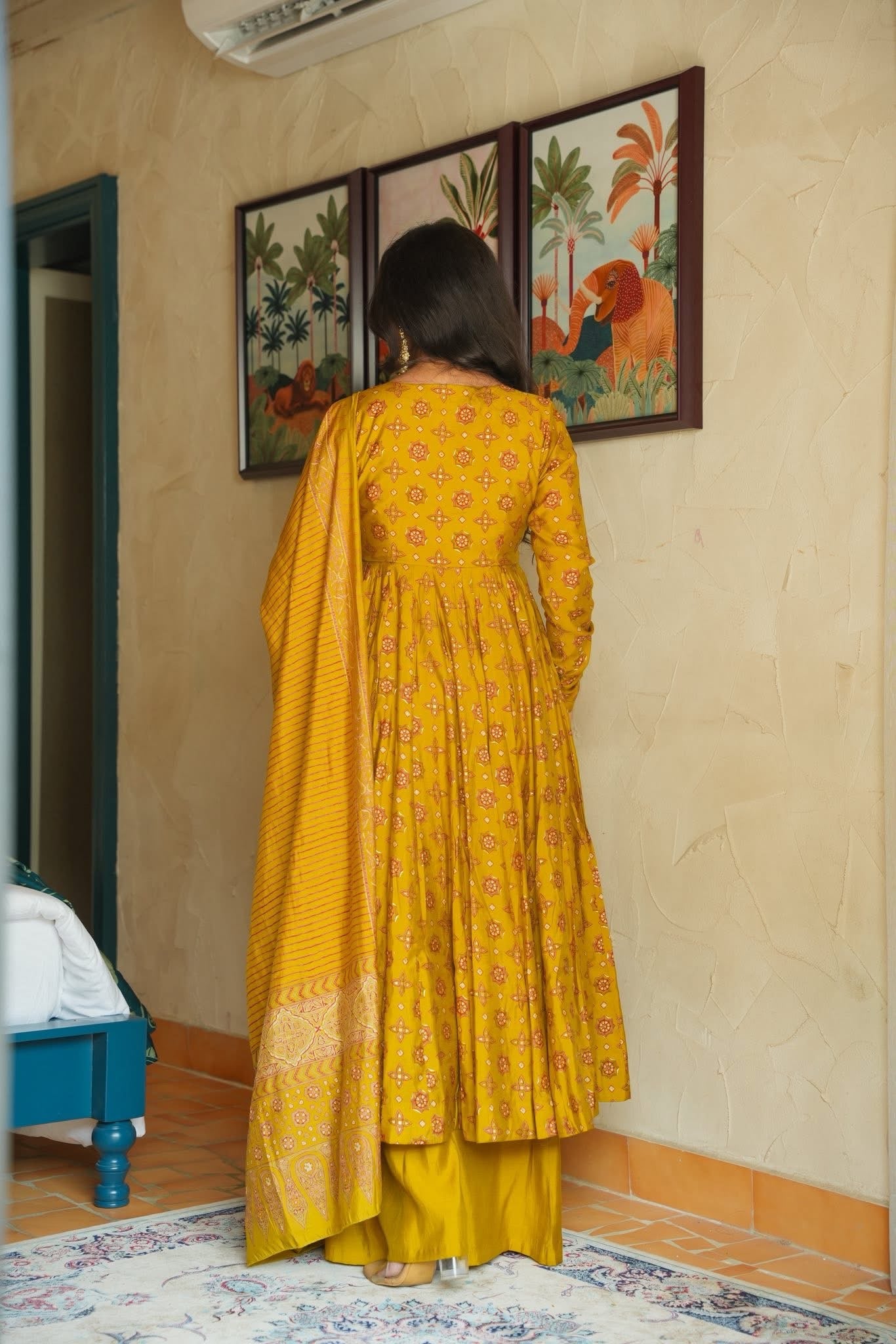 Hifza Yellow Muslin Anarkali Suit Set