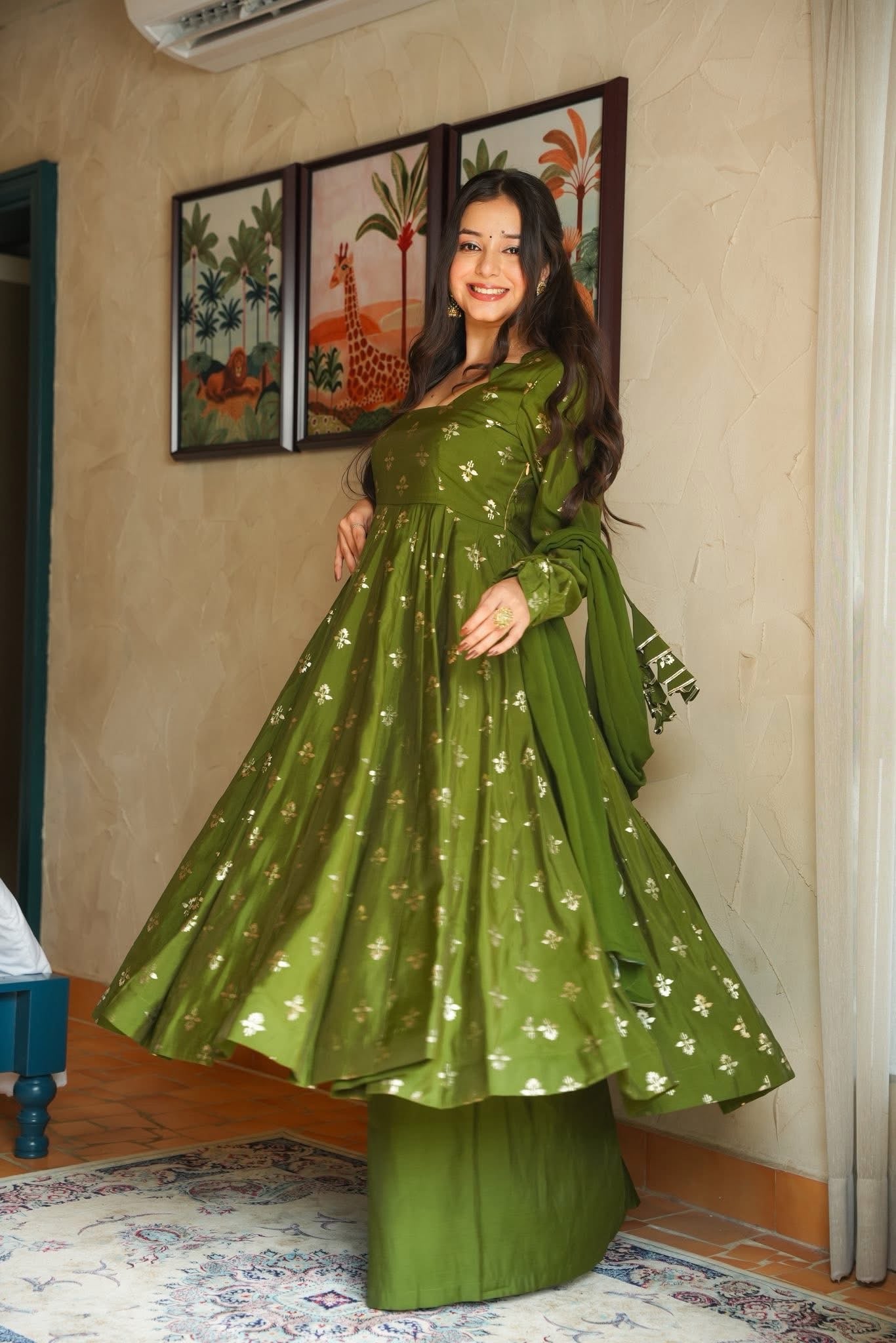 Vespera Green Festive Wear Suit Set