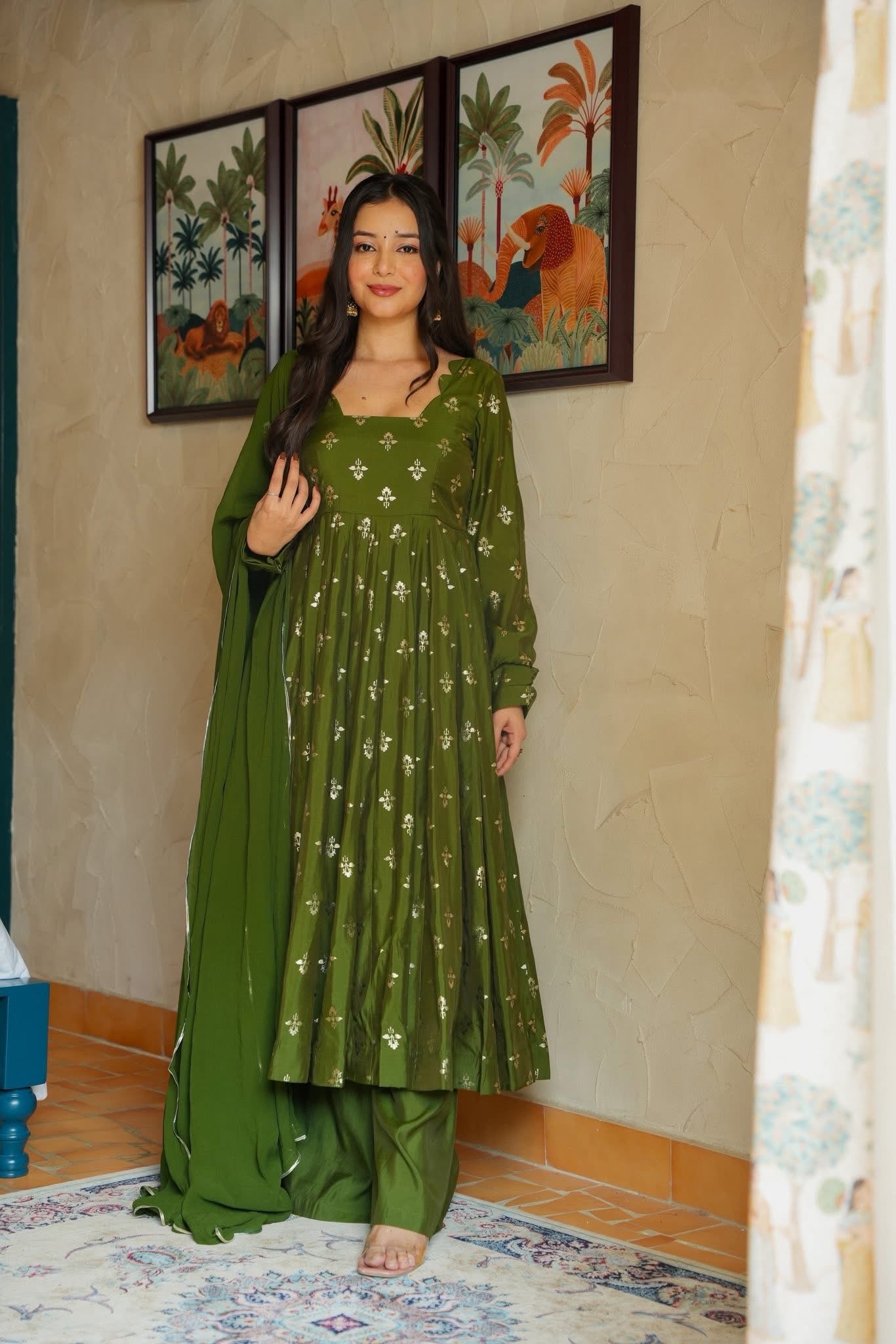 Vespera Green Festive Wear Suit Set