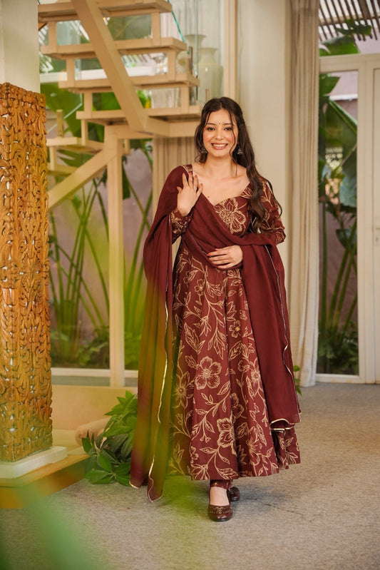 Mallika Cotton Anarkali Suit Set