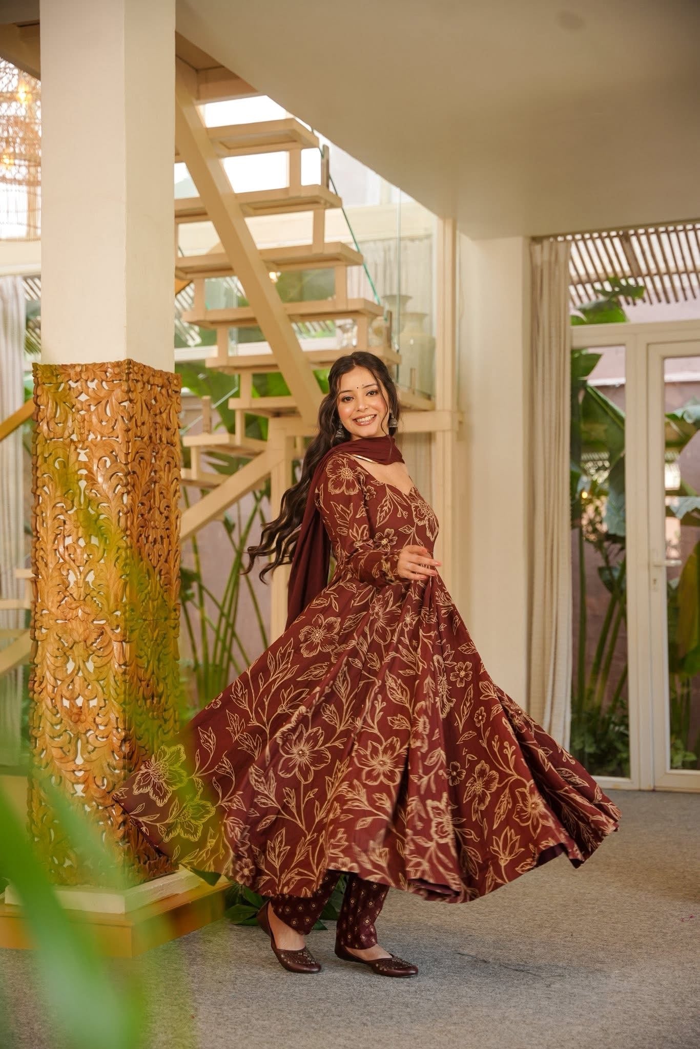 Mallika Cotton Anarkali Suit Set