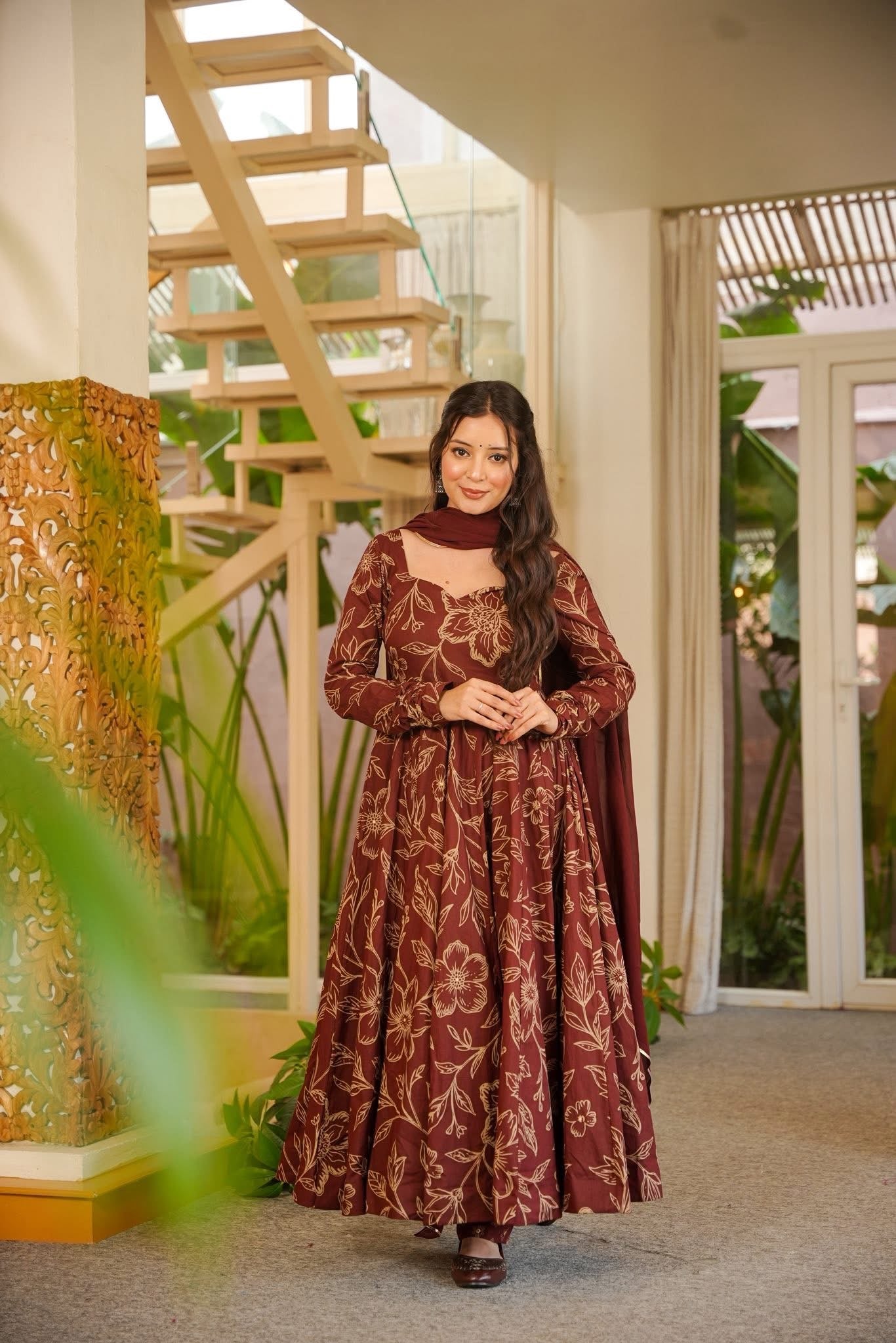 Mallika Cotton Anarkali Suit Set