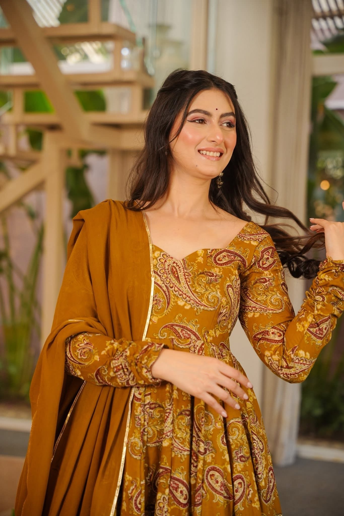 Pragati Printed Cotton Anarkali Suit Set