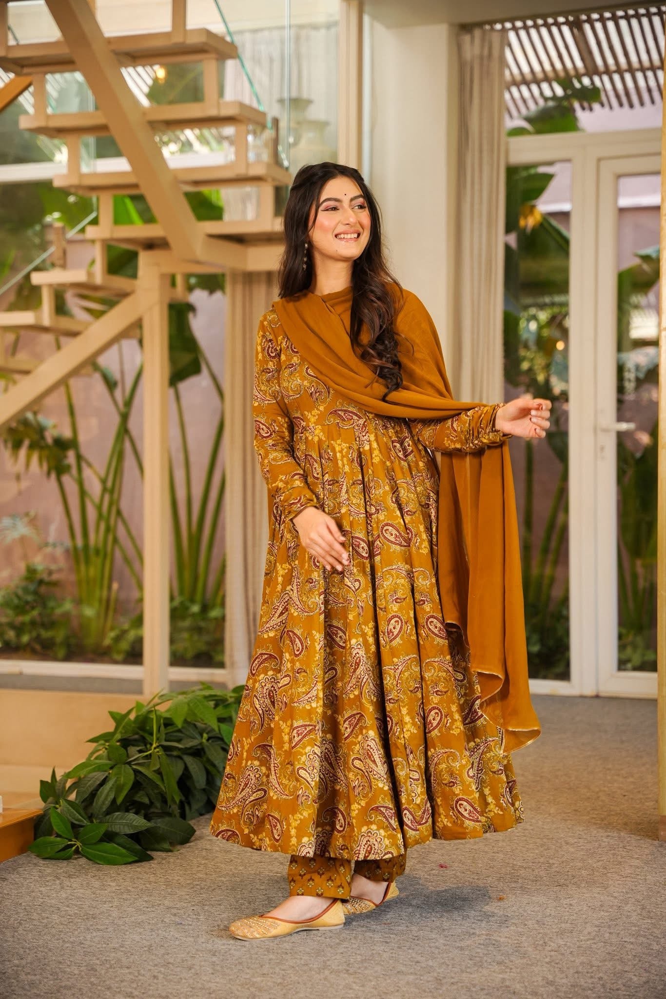 Pragati Printed Cotton Anarkali Suit Set