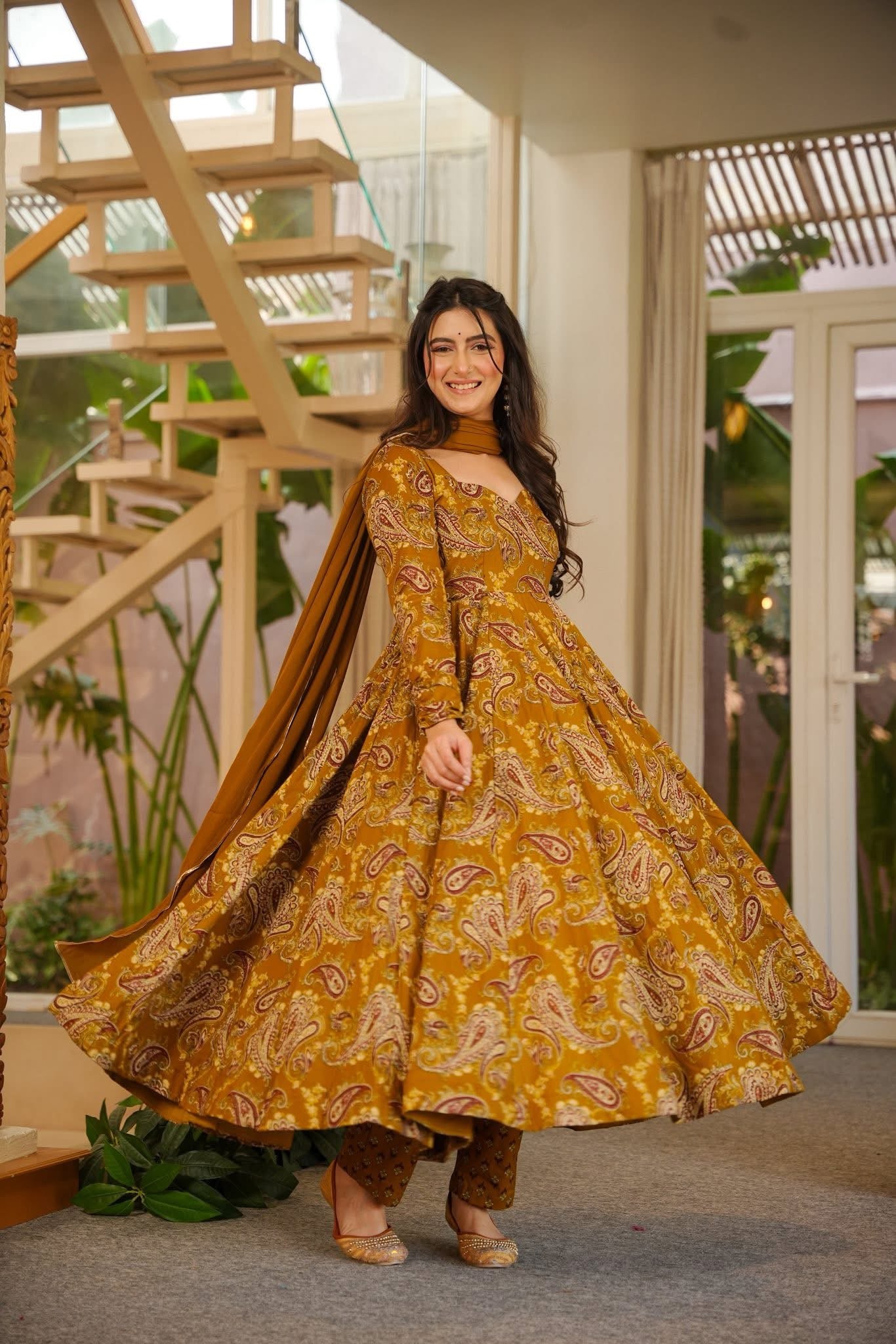 Pragati Printed Cotton Anarkali Suit Set