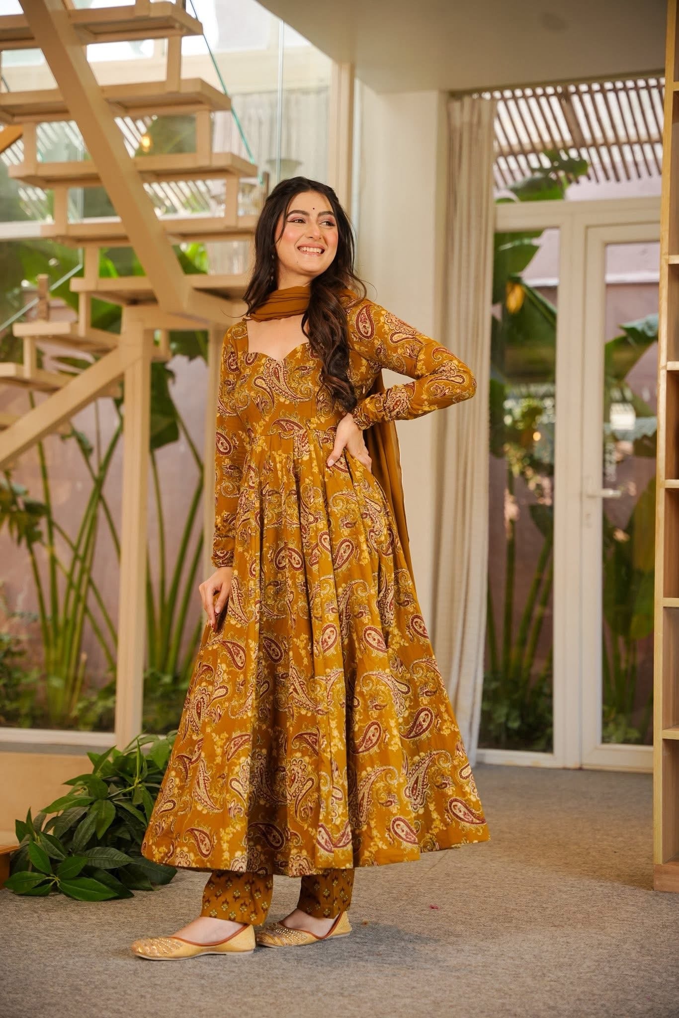 Pragati Printed Cotton Anarkali Suit Set