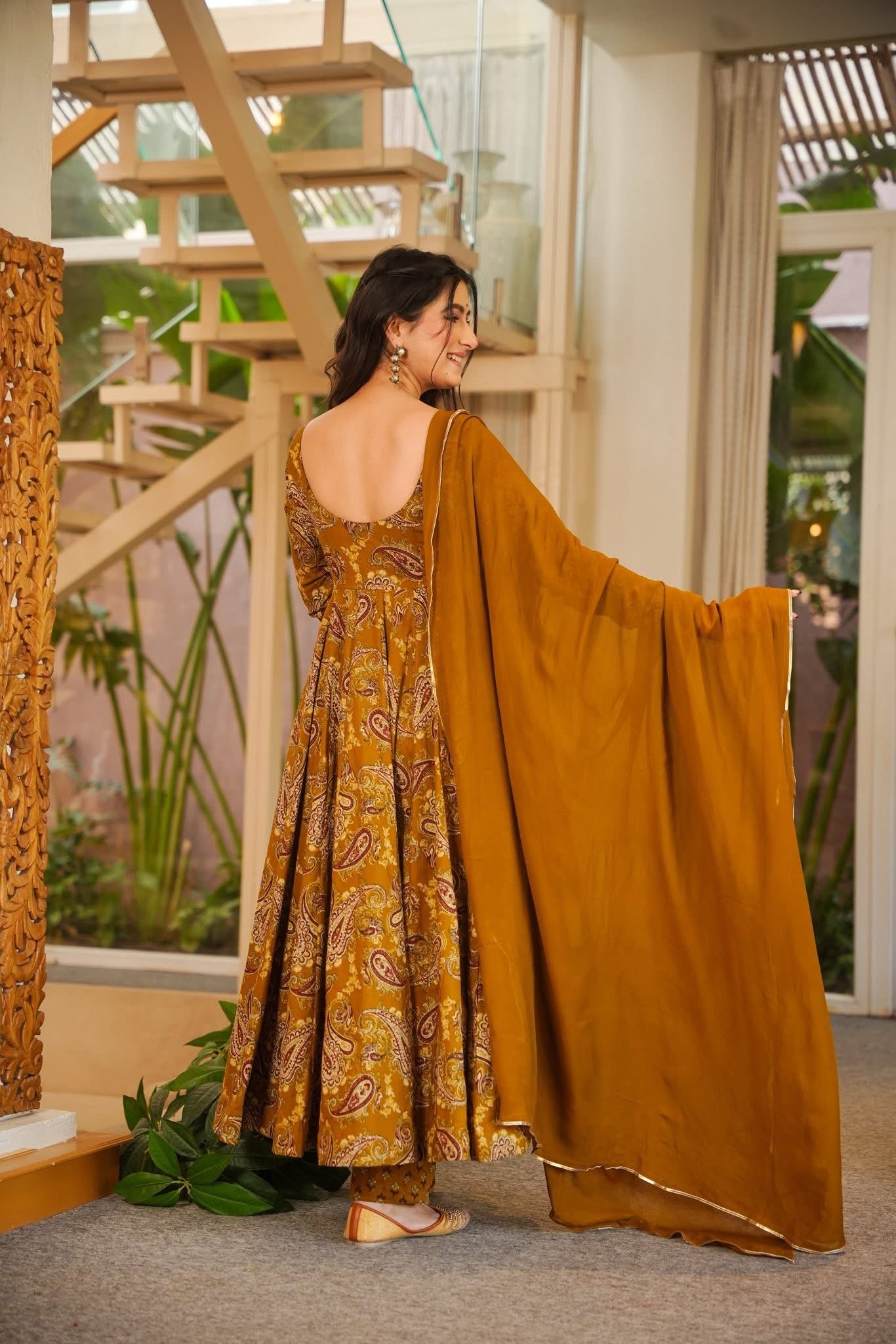 Pragati Printed Cotton Anarkali Suit Set