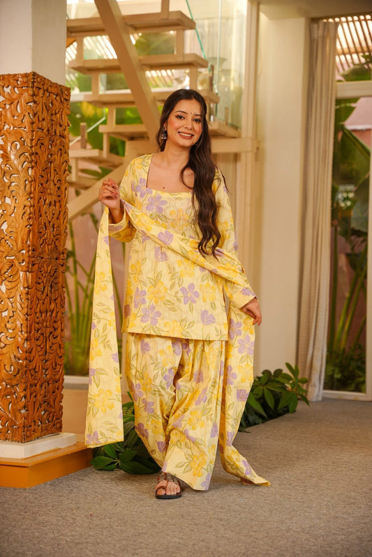 Neeti Yellow Cotton Farsi Salwar Set