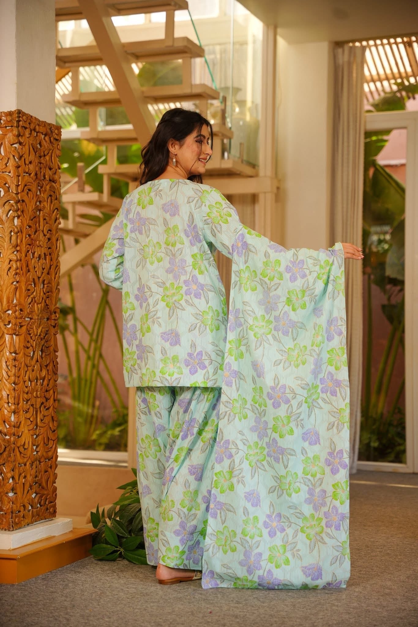 Mukti Blue Cotton Farsi Salwar Set