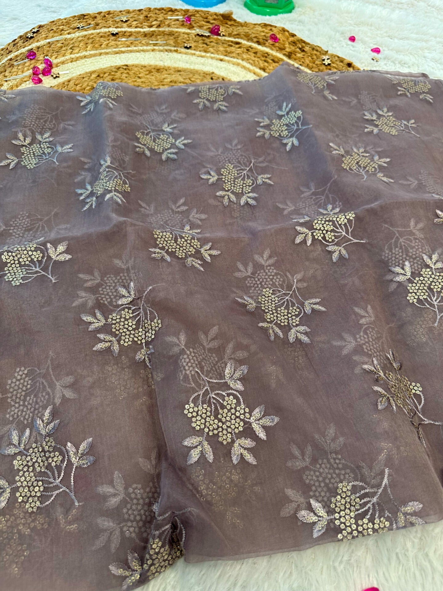 Light violet organza dupatta # 0034