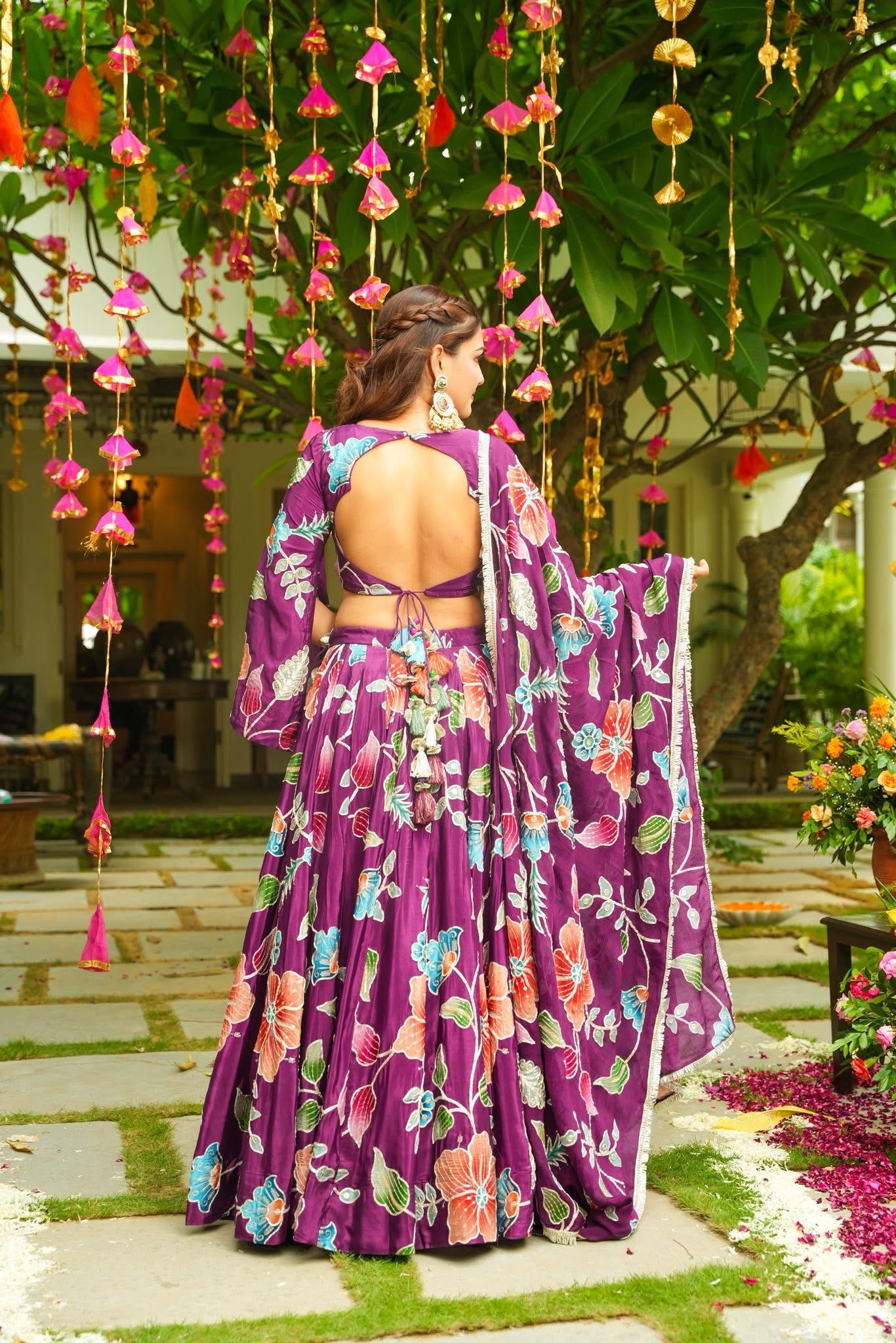 Amriah Purple Floral Lehenga Set