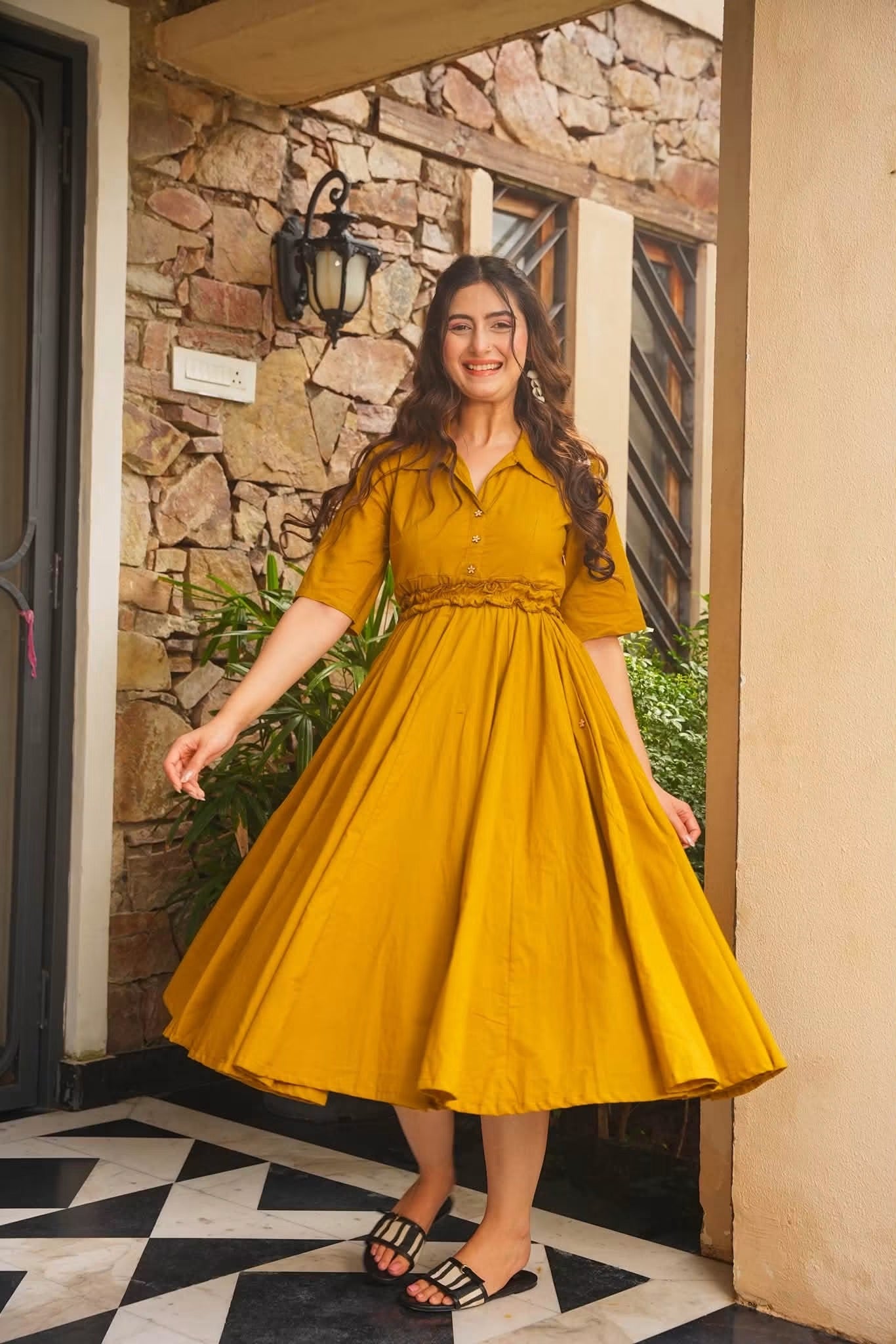 Rivelle Brown Cotton Dress
