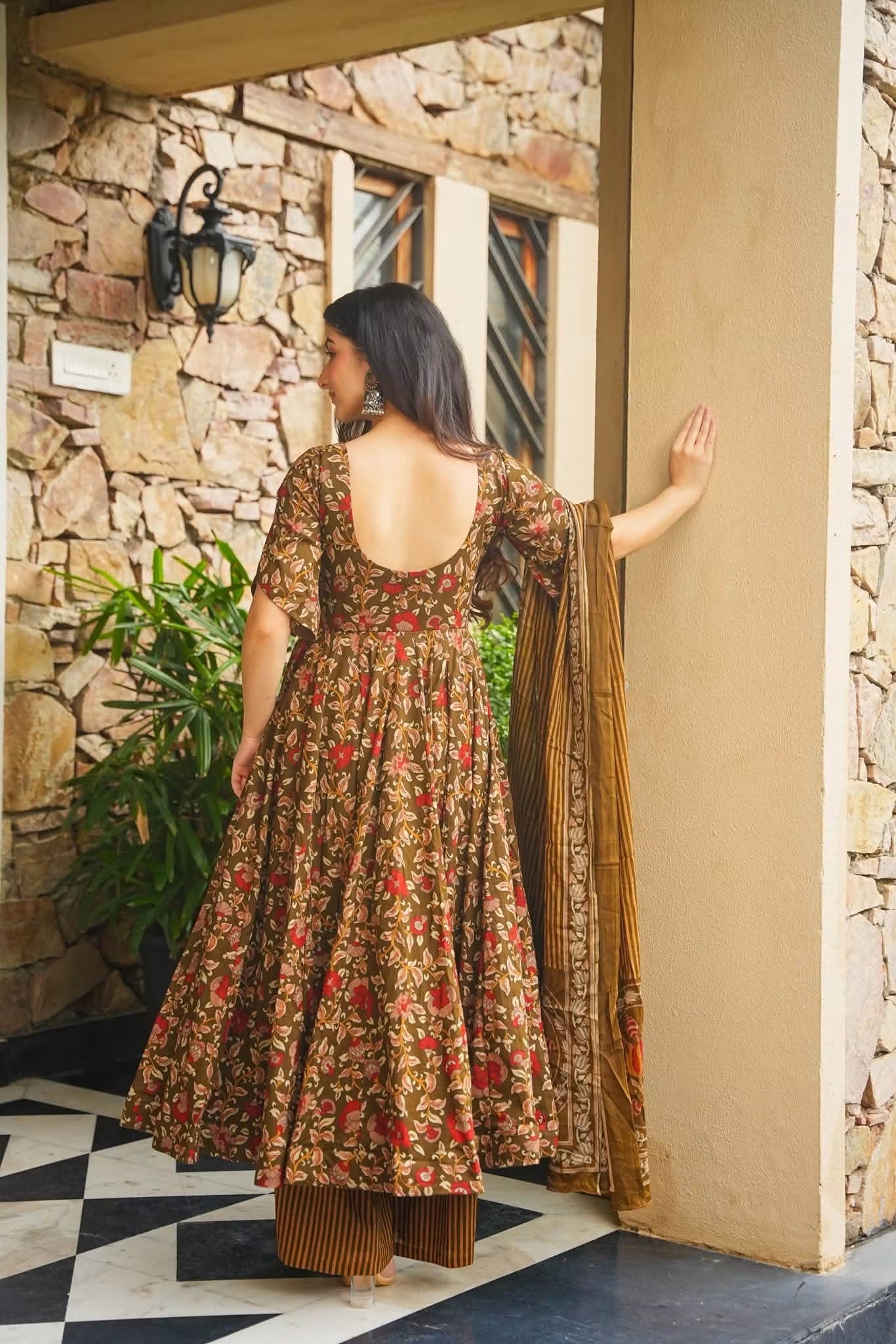 Raya Cotton Anarkali Suit Set