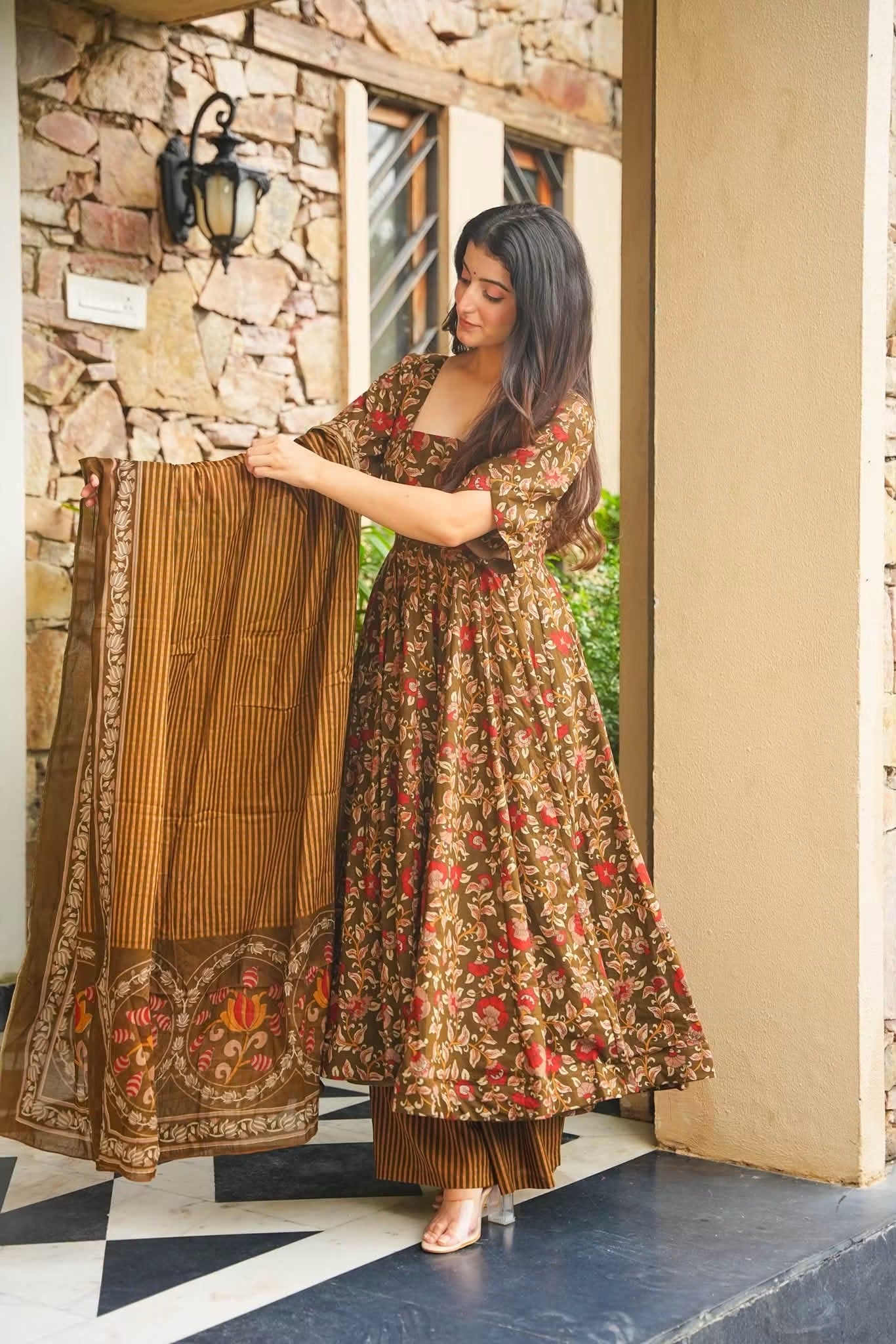 Raya Cotton Anarkali Suit Set