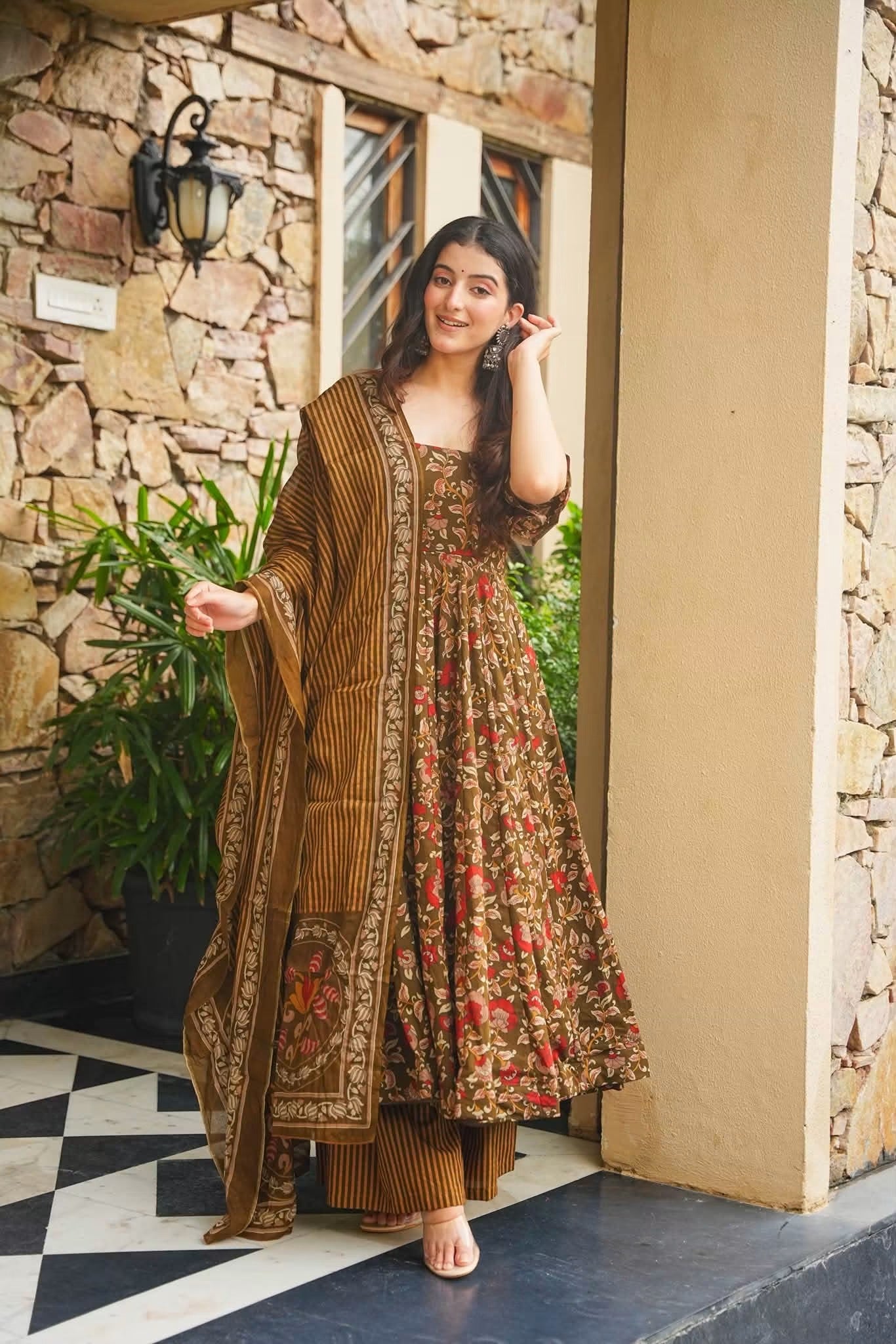 Raya Cotton Anarkali Suit Set