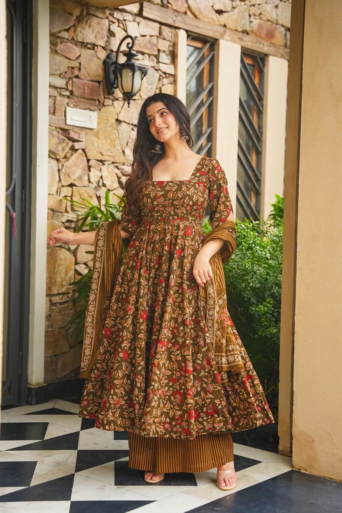 Raya Cotton Anarkali Suit Set