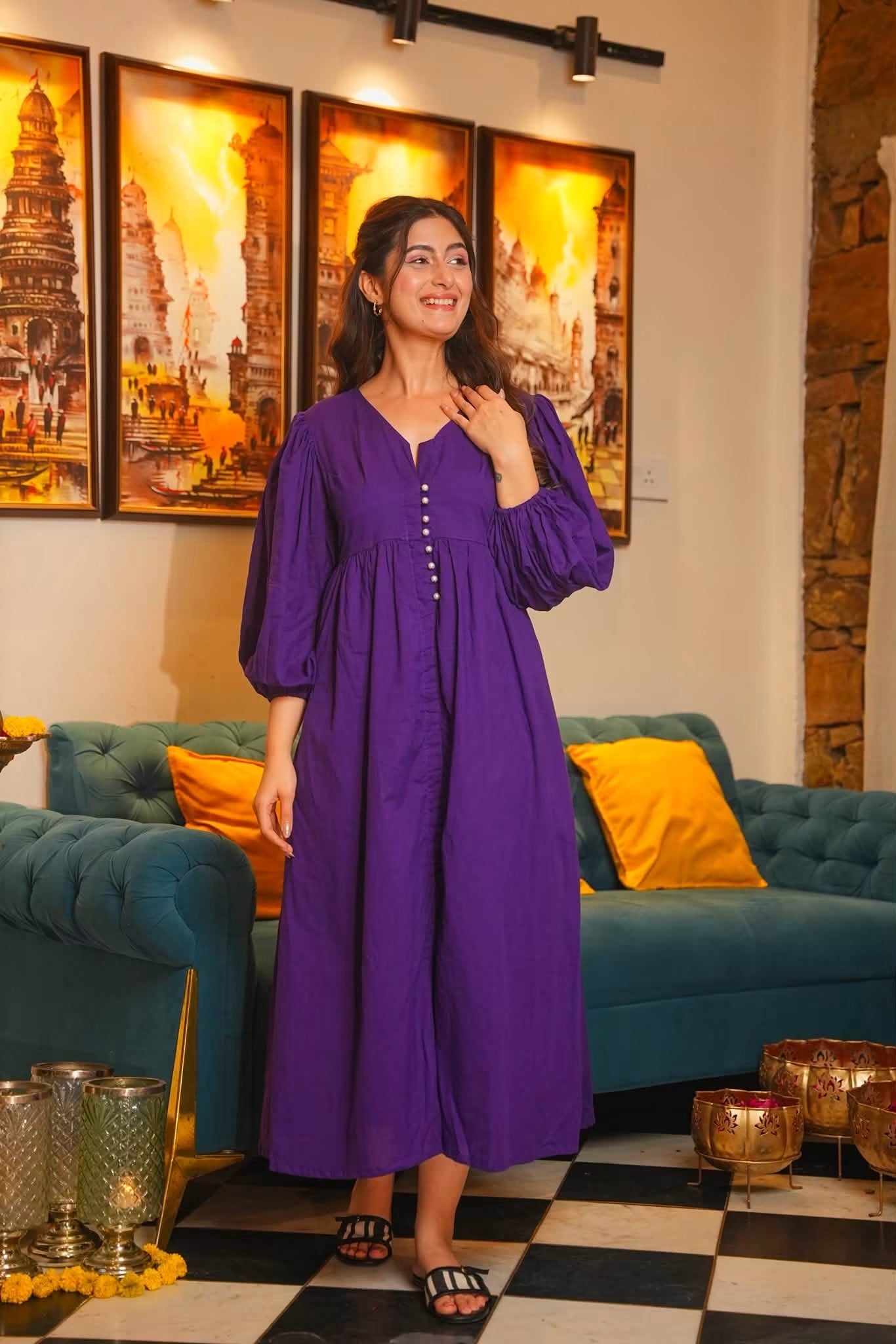 Aurelia Green Cotton Dress