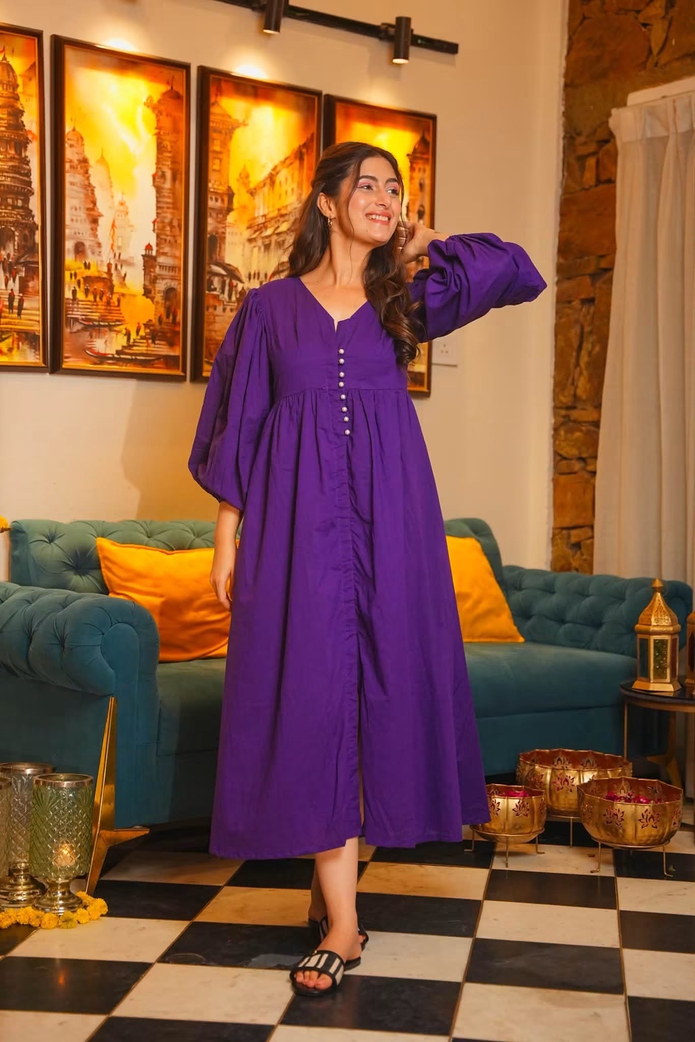 Aurelia Green Cotton Dress