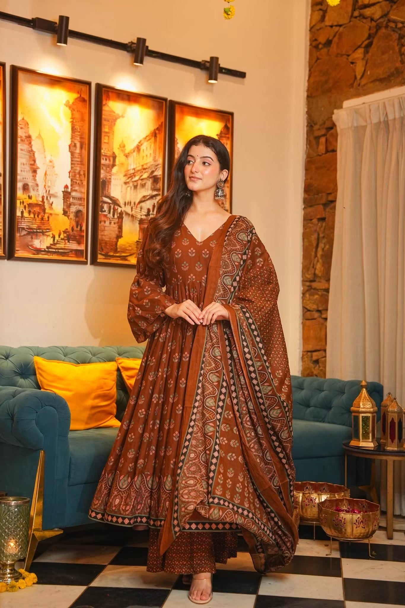 Aviya Cotton Anarkali Suit Set