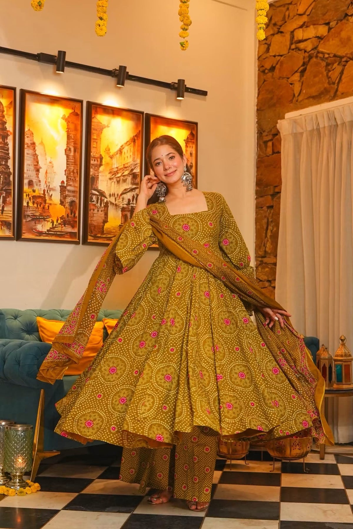 Ushasi Cotton Anarkali Suit Set