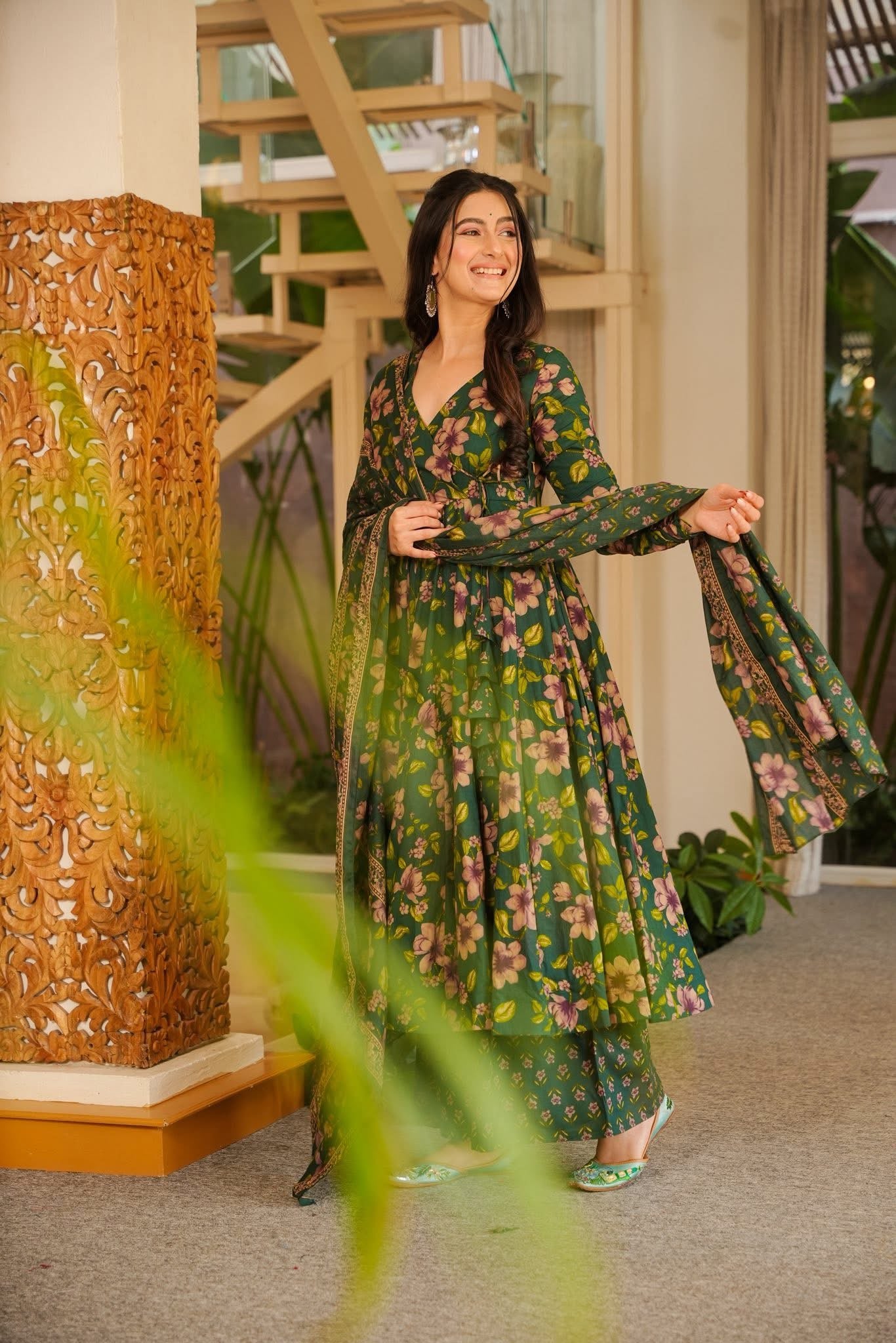 Bageshri Floral Cotton Anarkali Suit Set