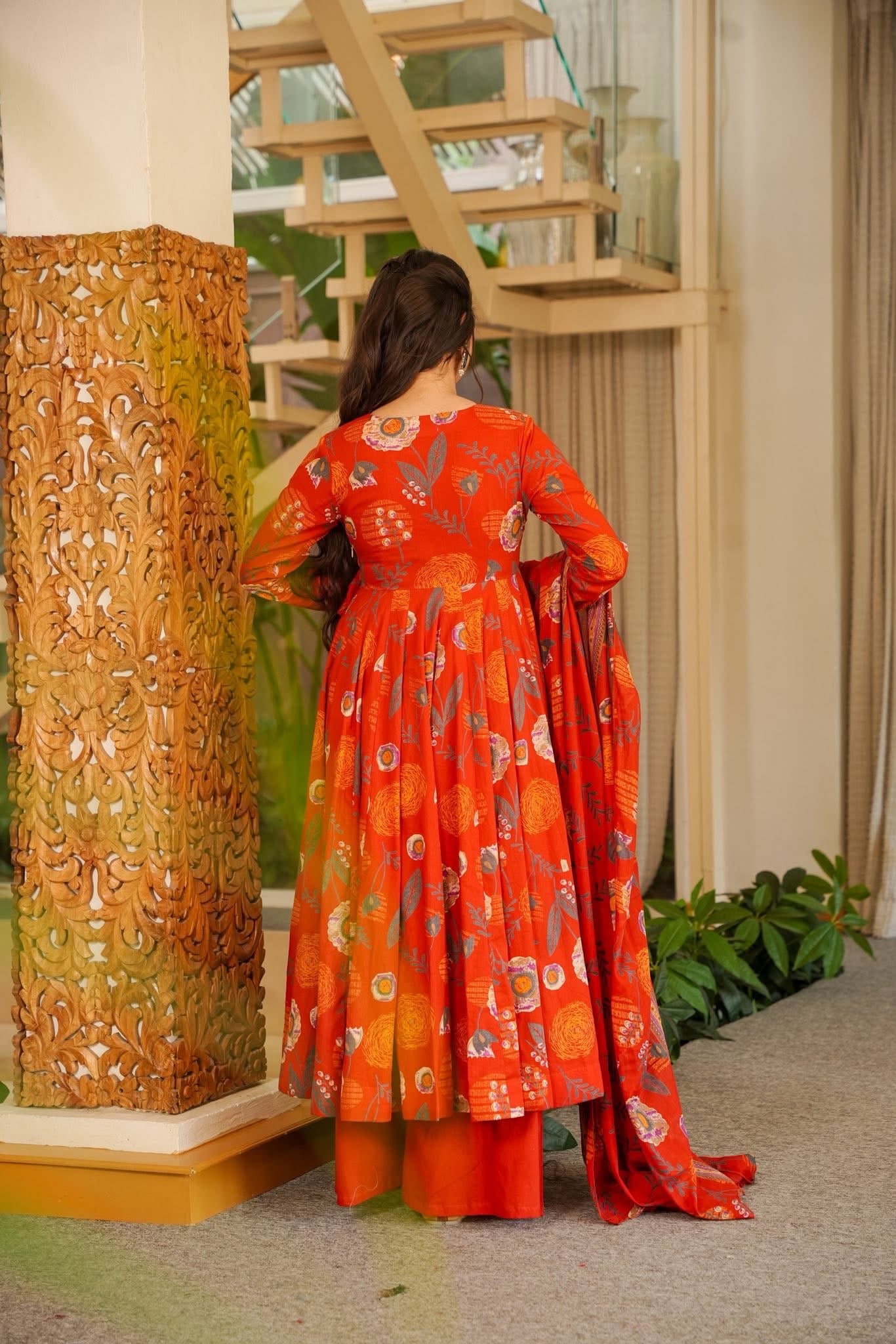 Miraya Bright Cotton Anarkali Suit Set