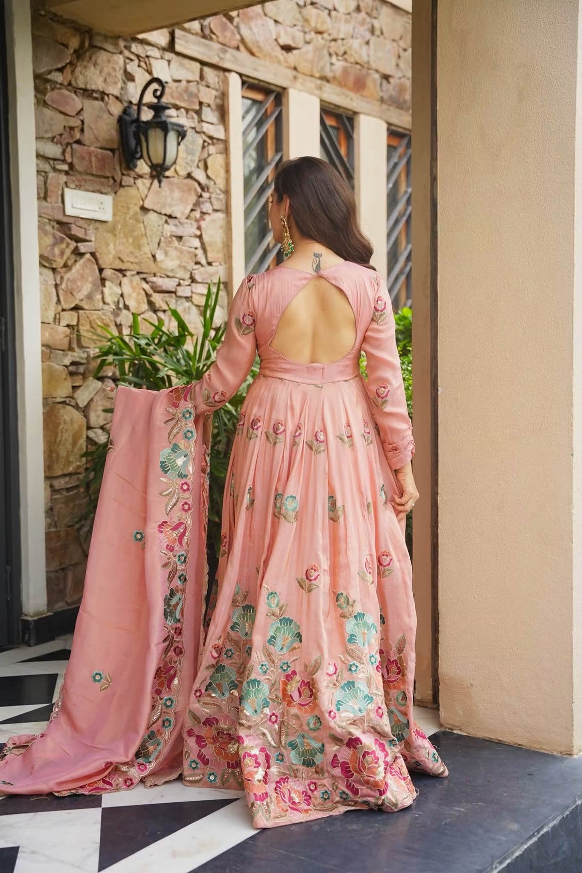 Aboli Pink Heavy Embroidered Maxi Set