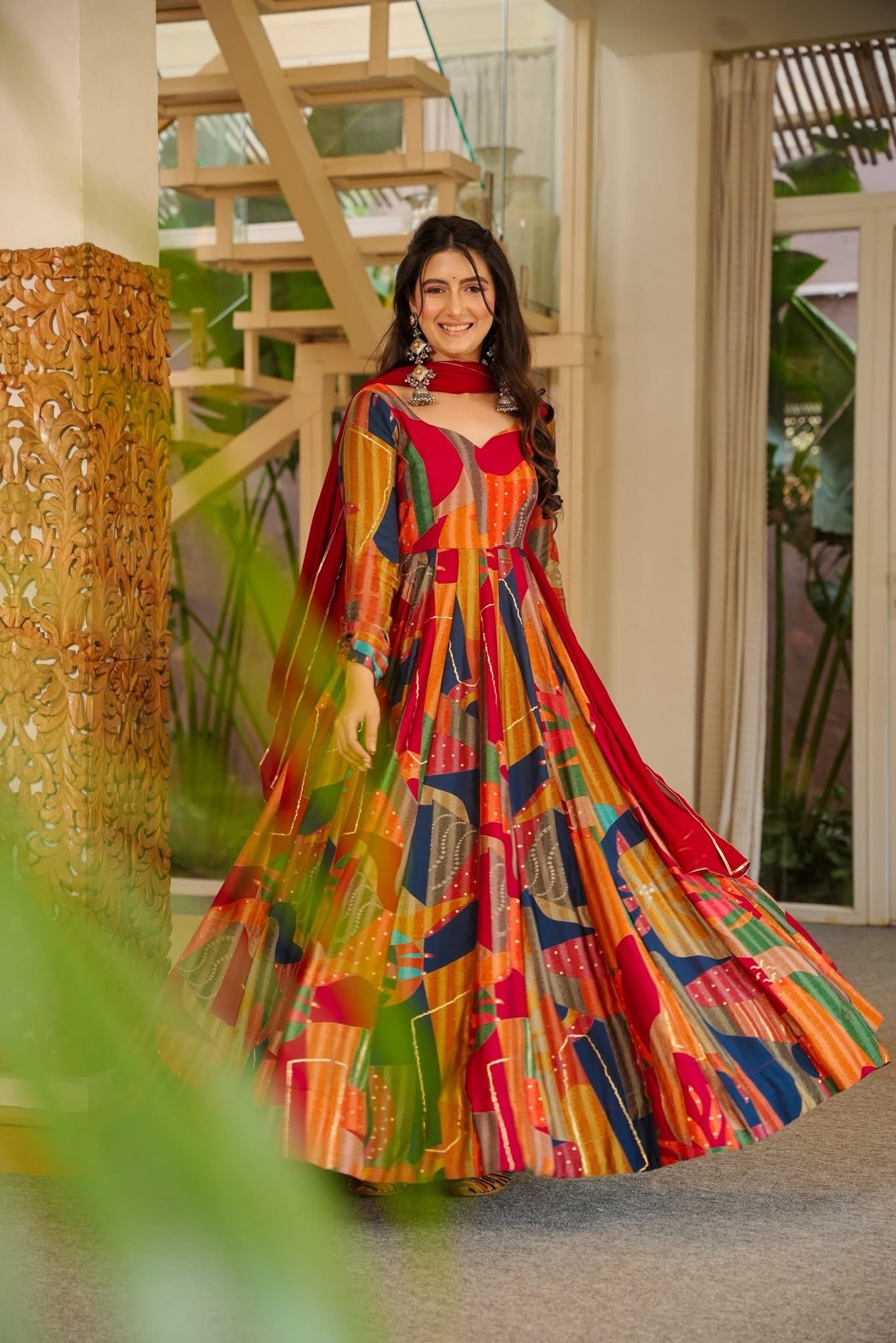 Uttara Multicolour Cotton Maxi Set