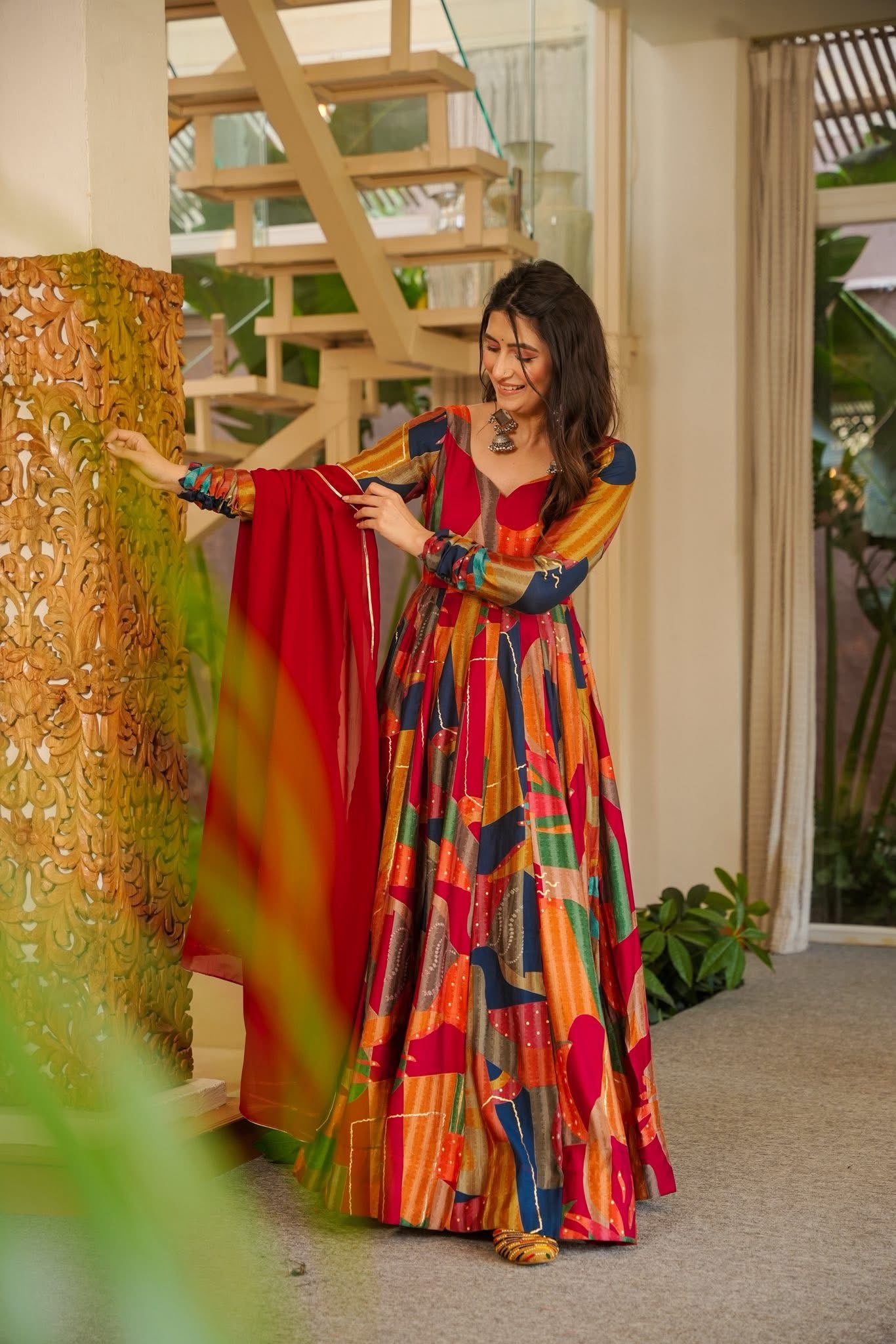 Uttara Multicolour Cotton Maxi Set