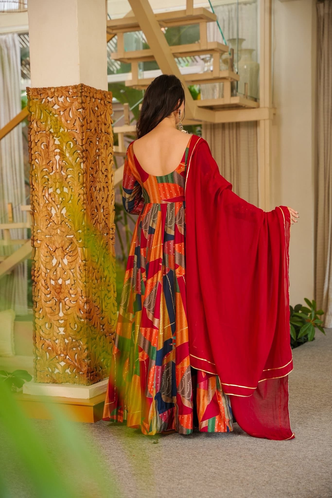 Uttara Multicolour Cotton Maxi Set