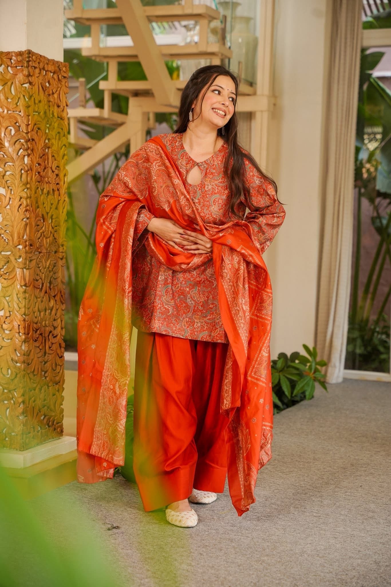 Parisa Rust Muslin Farshi Salwar Set