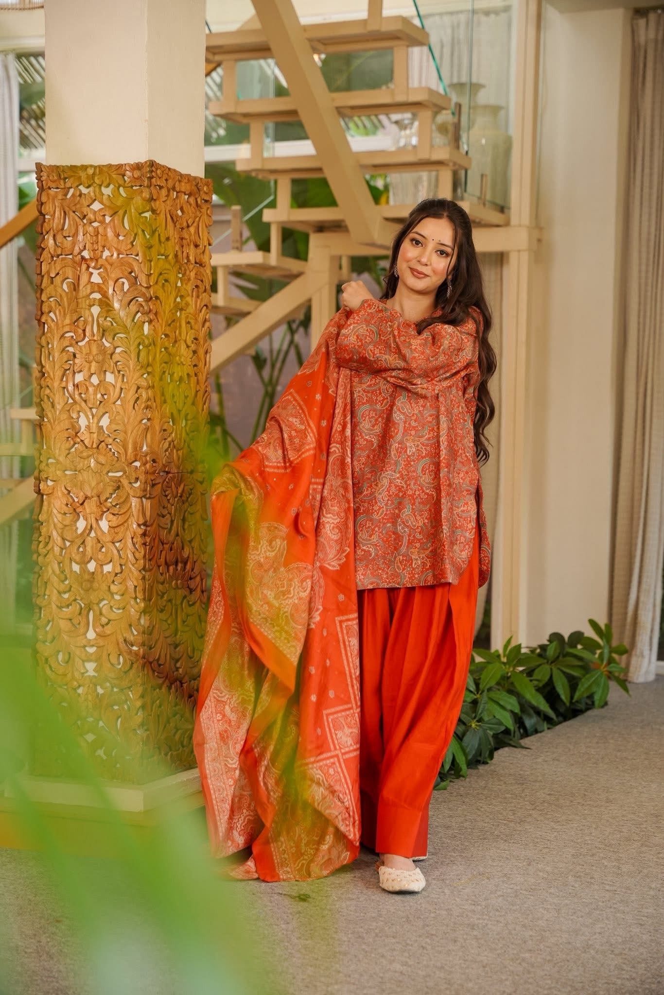 Parisa Rust Muslin Farshi Salwar Set
