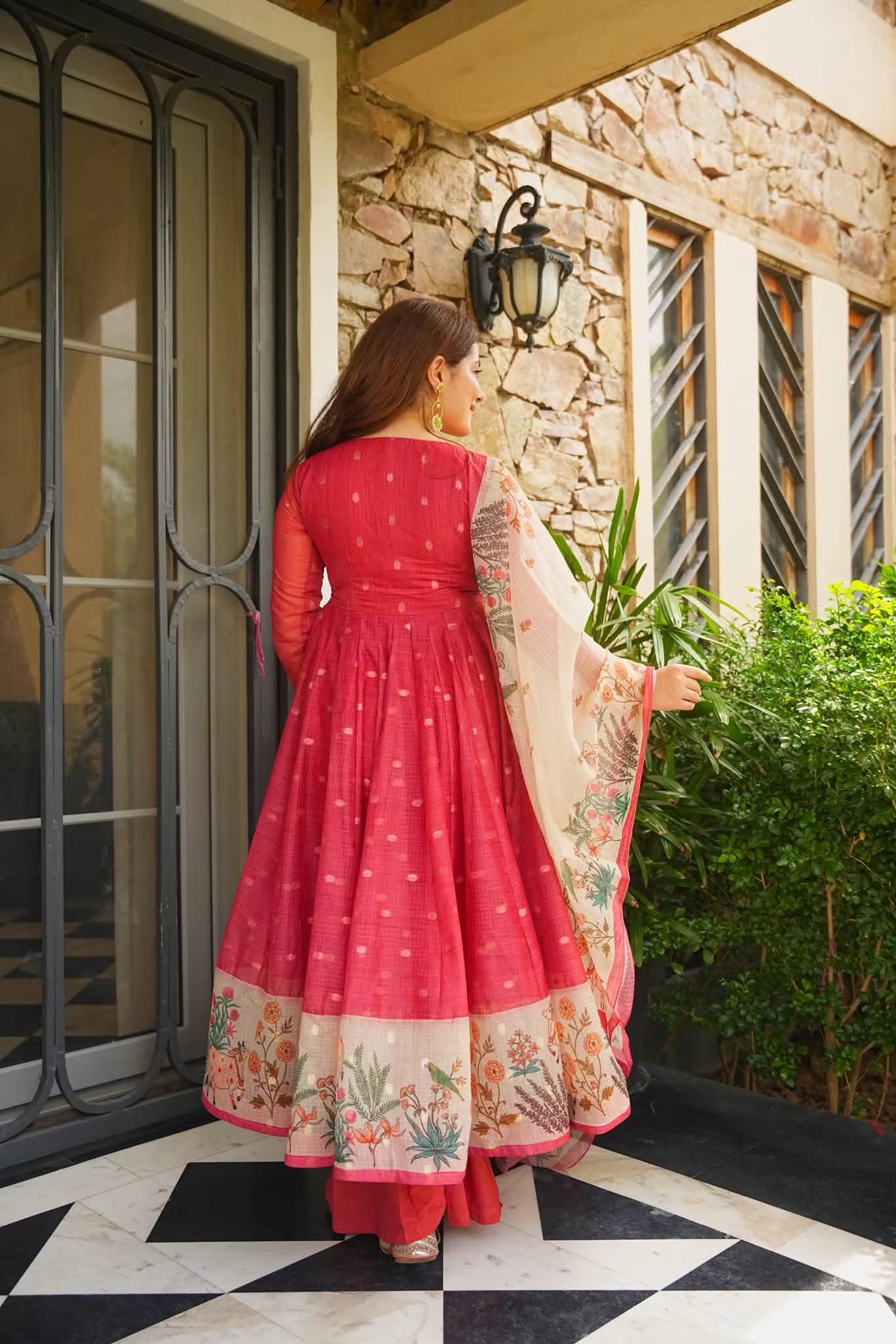 Sharvari Kota Doria Anarkali Suit Set