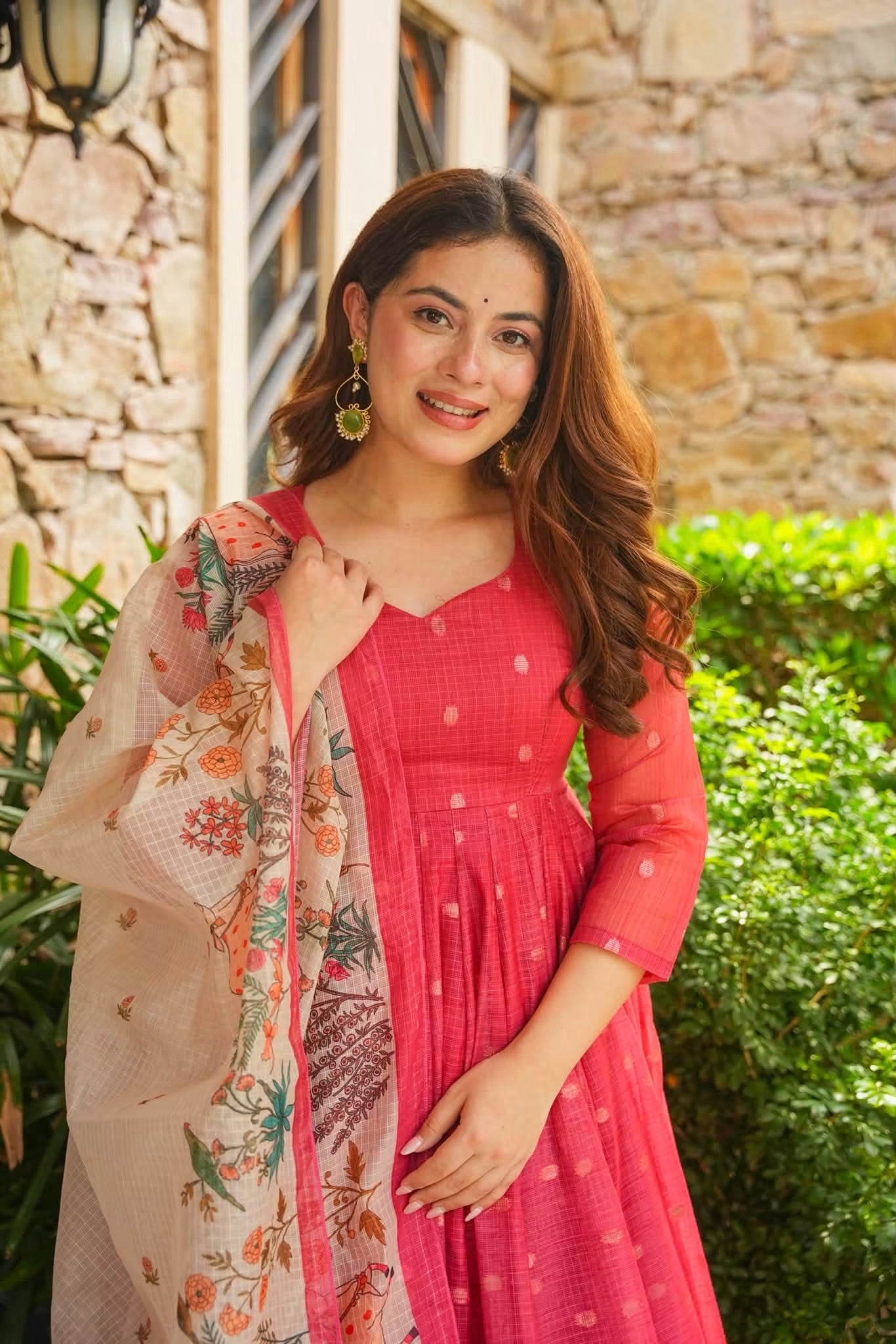 Sharvari Kota Doria Anarkali Suit Set