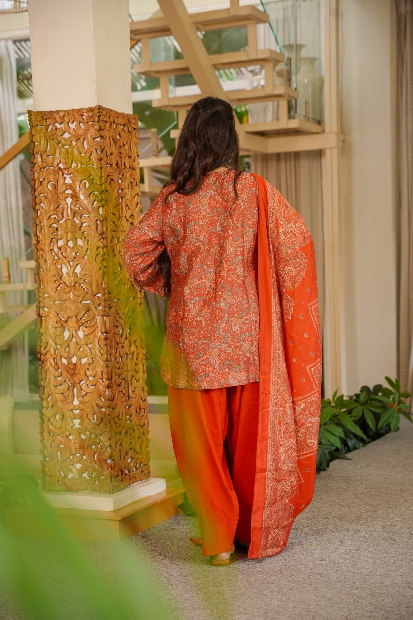 Parisa Rust Muslin Farshi Salwar Set