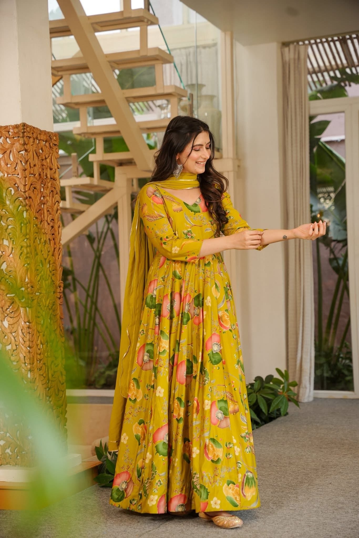 Antique Mustard Floral Maxi Set